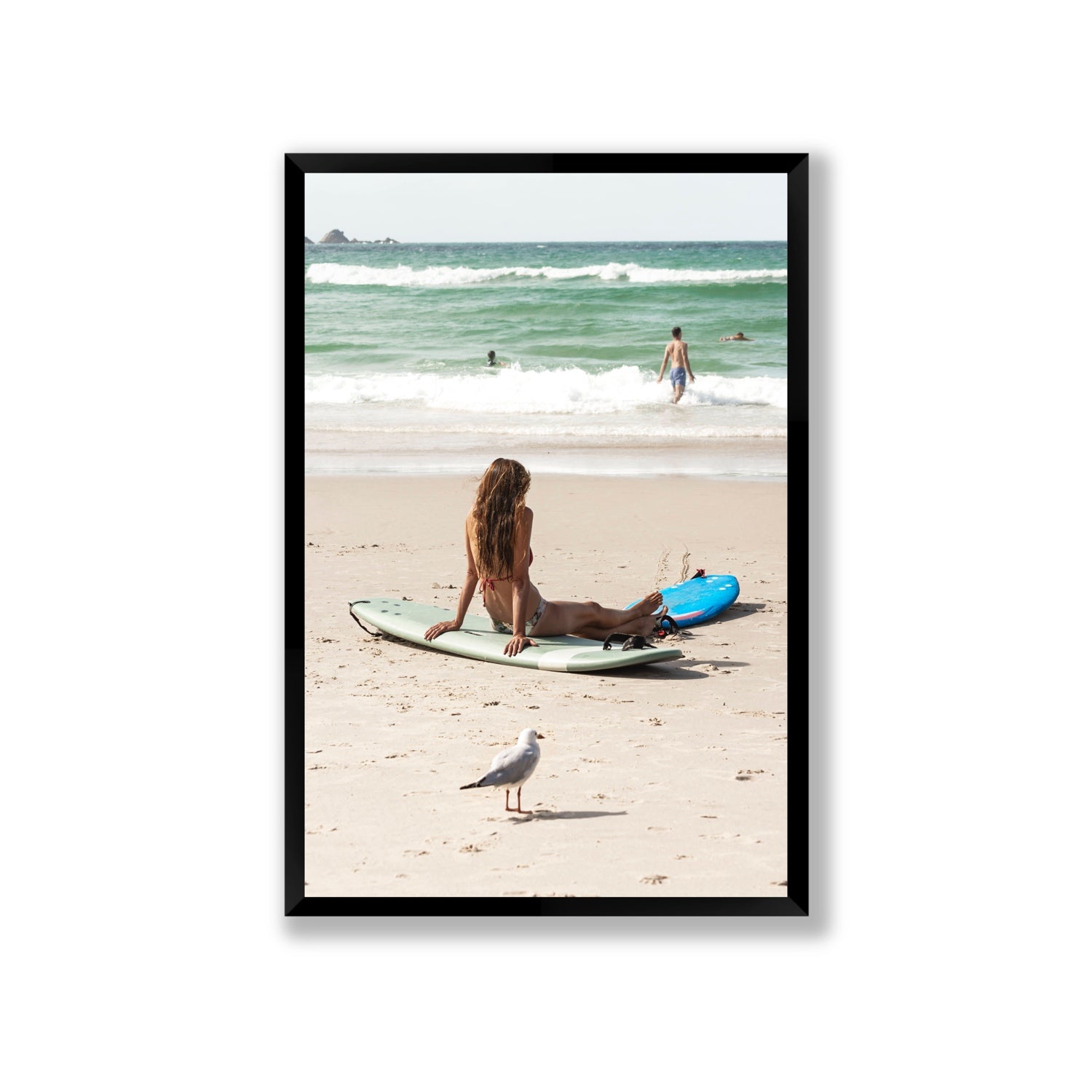 Carissa Byron Bay Surf coastal wall art Giant full-bleed fine art print in black frame