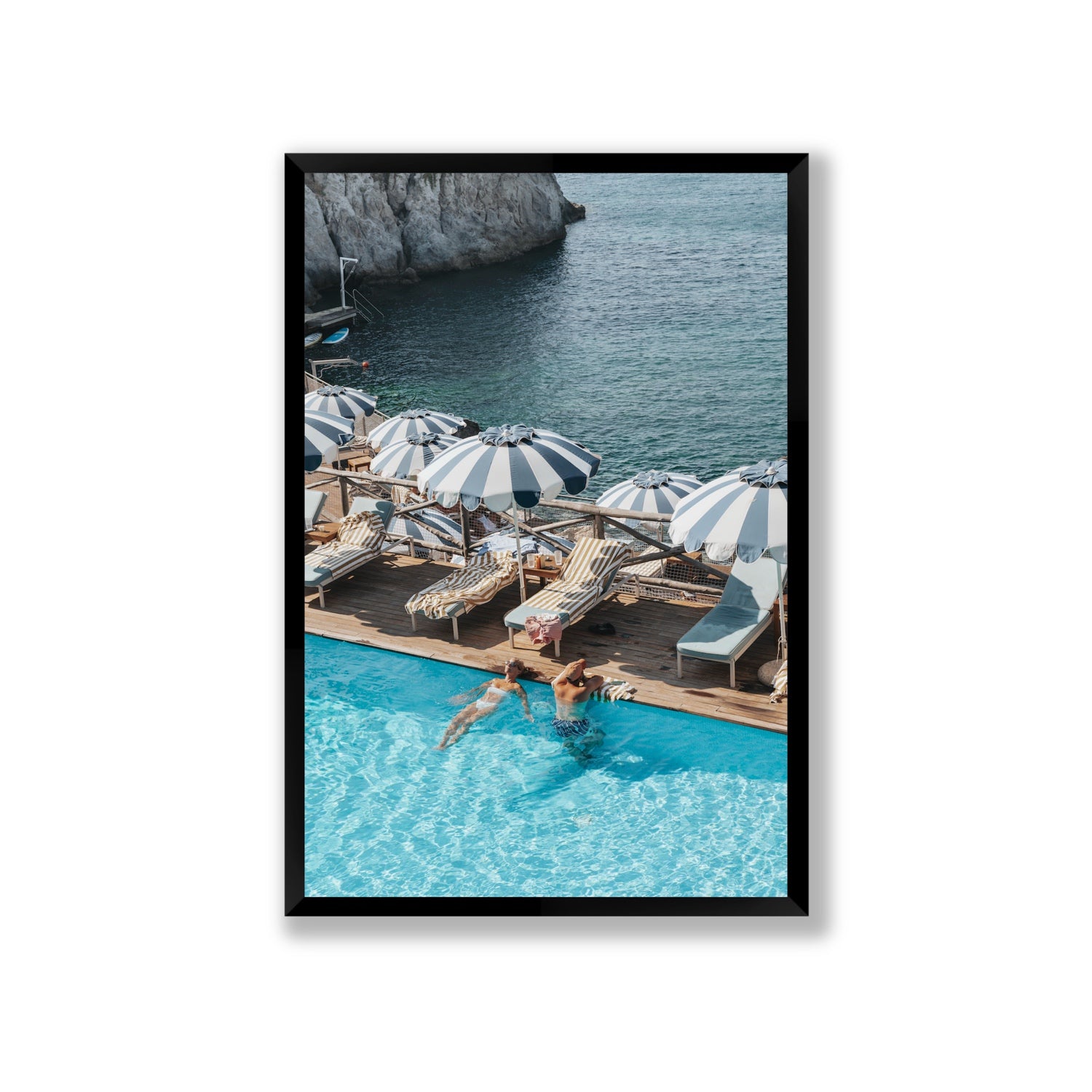 I'm Busy Ischia Italian coastal Mediterranean wall art Giant full-bleed fine art print in black frame