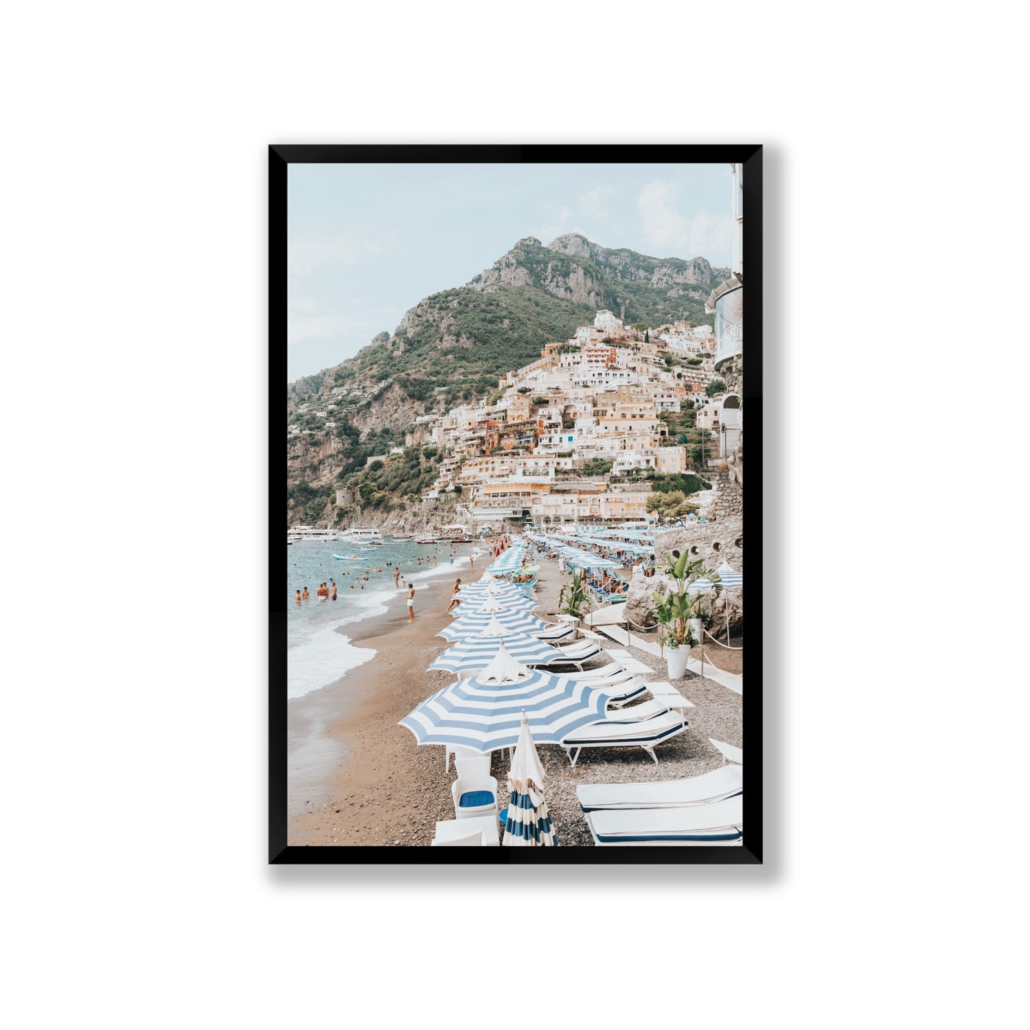 The Cliffside Village fine art print, Positano, Italy, Giant, Black Frame · Full Bleed, Fine Art Print