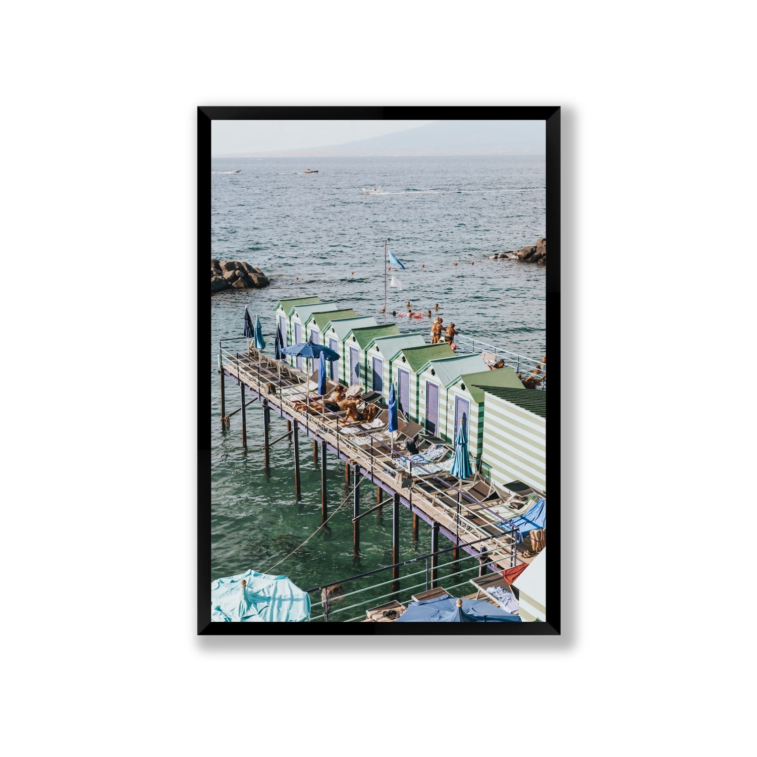 Cabine da Spiaggia fine art print, Sorrento, Italy, Giant, Black Frame · Full Bleed, Fine Art Print
