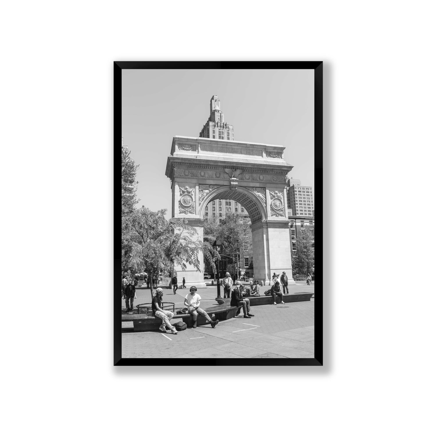City Picnic New York NYC Black & White wall art Giant full-bleed fine art print in black frame