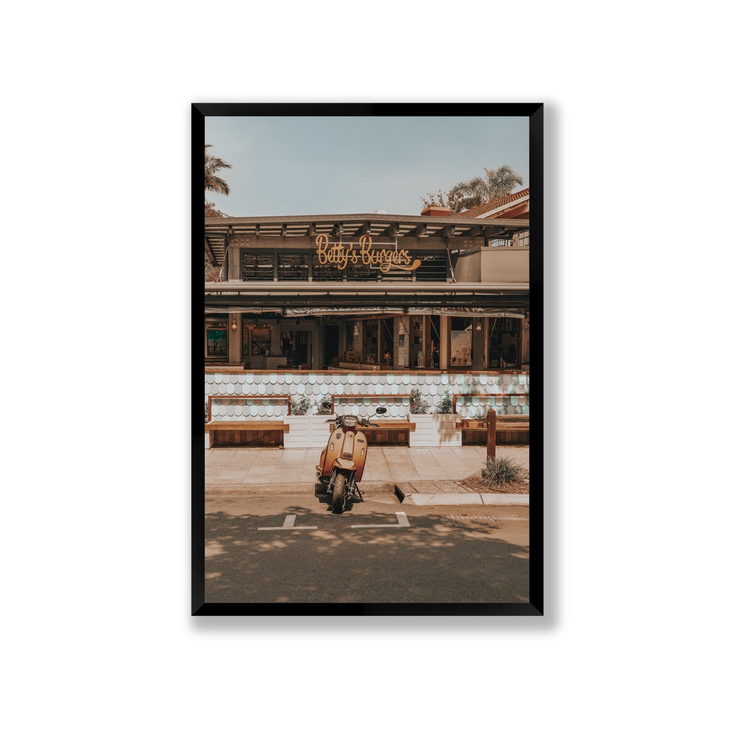 Noosa Nostalgia fine art print, Noosa, Australia, coastal scenes artwork, Giant, Black Frame · Full Bleed, Fine Art Print