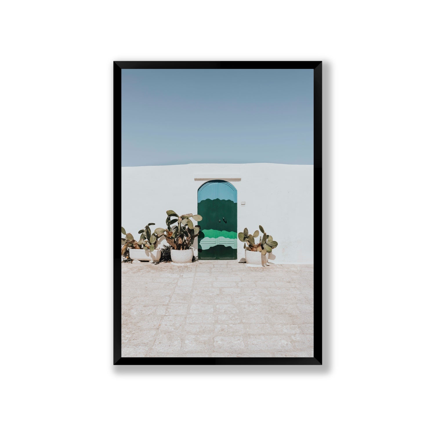 Imaginary Exit Puglia Mediterranean wall art Giant full-bleed fine art print in black frame