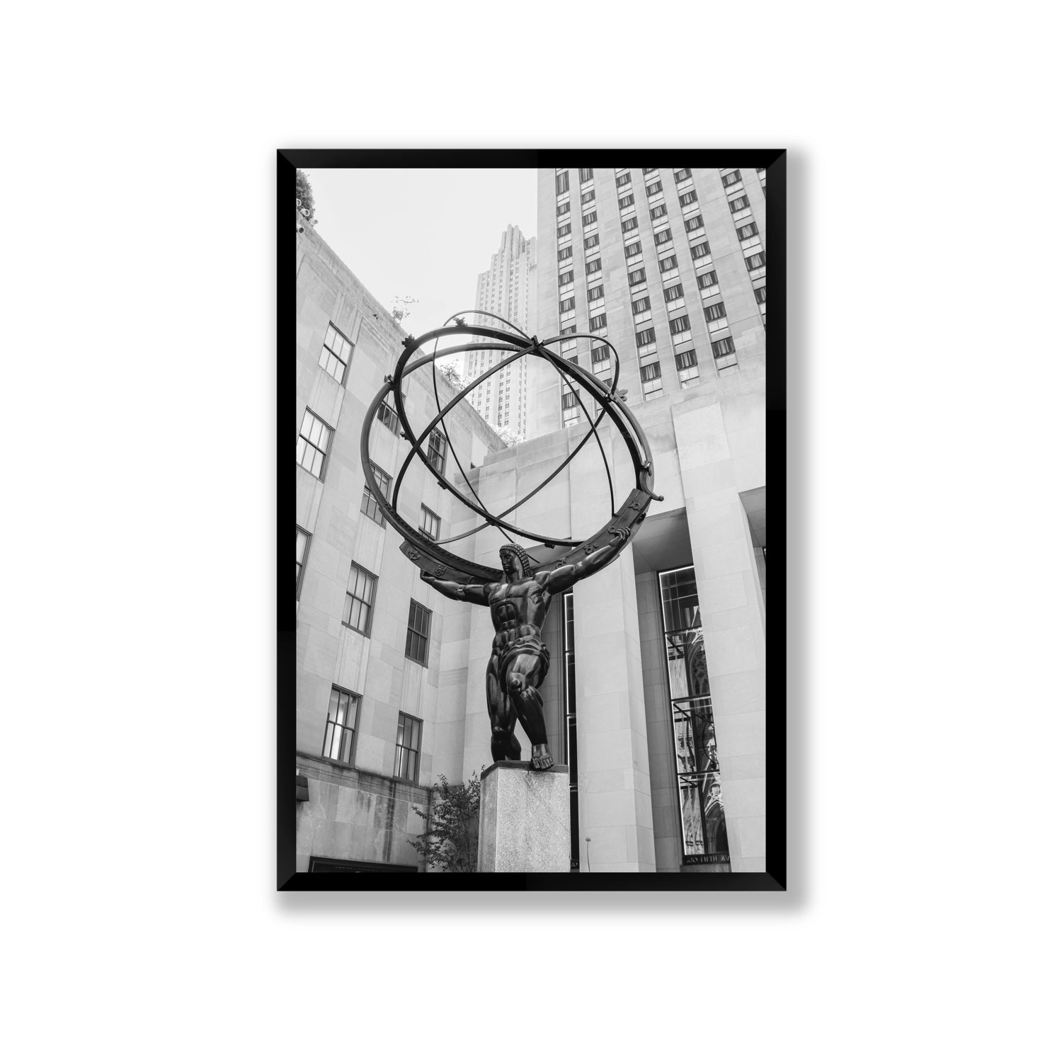 Atlas Ascends New York NYC Black & White wall art Giant full-bleed fine art print in black frame