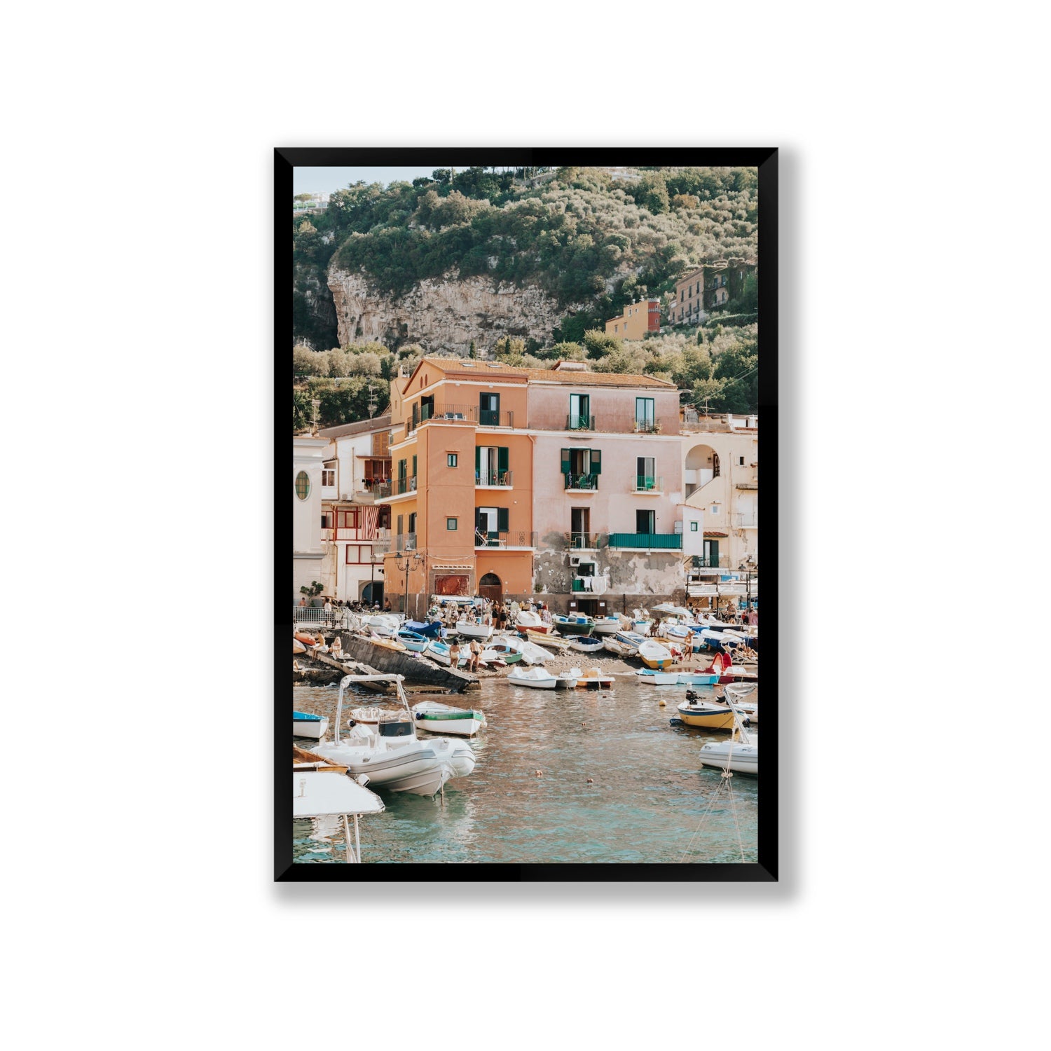 Boatyard Bliss fine art print, Sorrento, Italy, Giant, Black Frame · Full Bleed, Fine Art Print