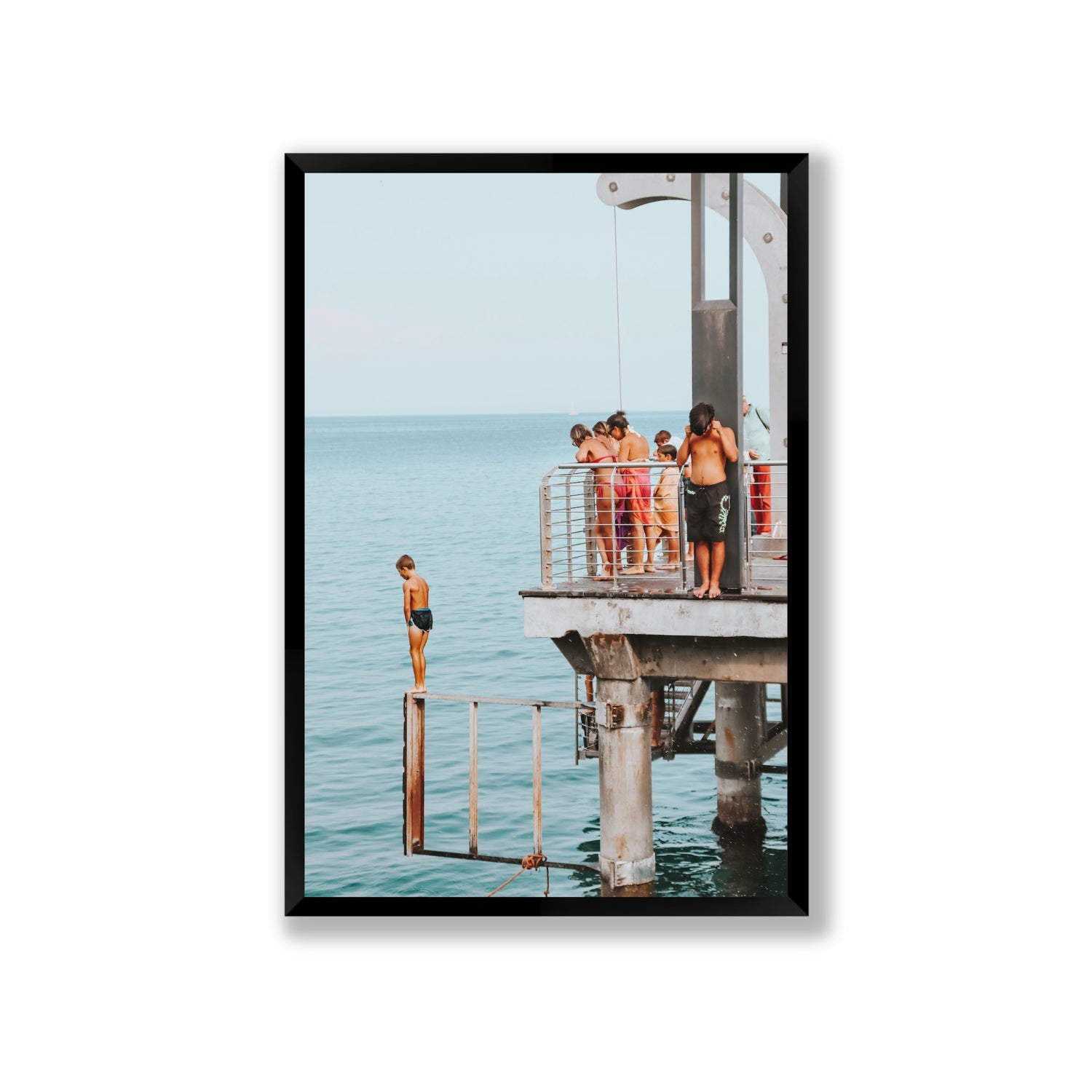 Golden Boy Alassio coastal decor wall art Giant full-bleed fine art print in black frame
