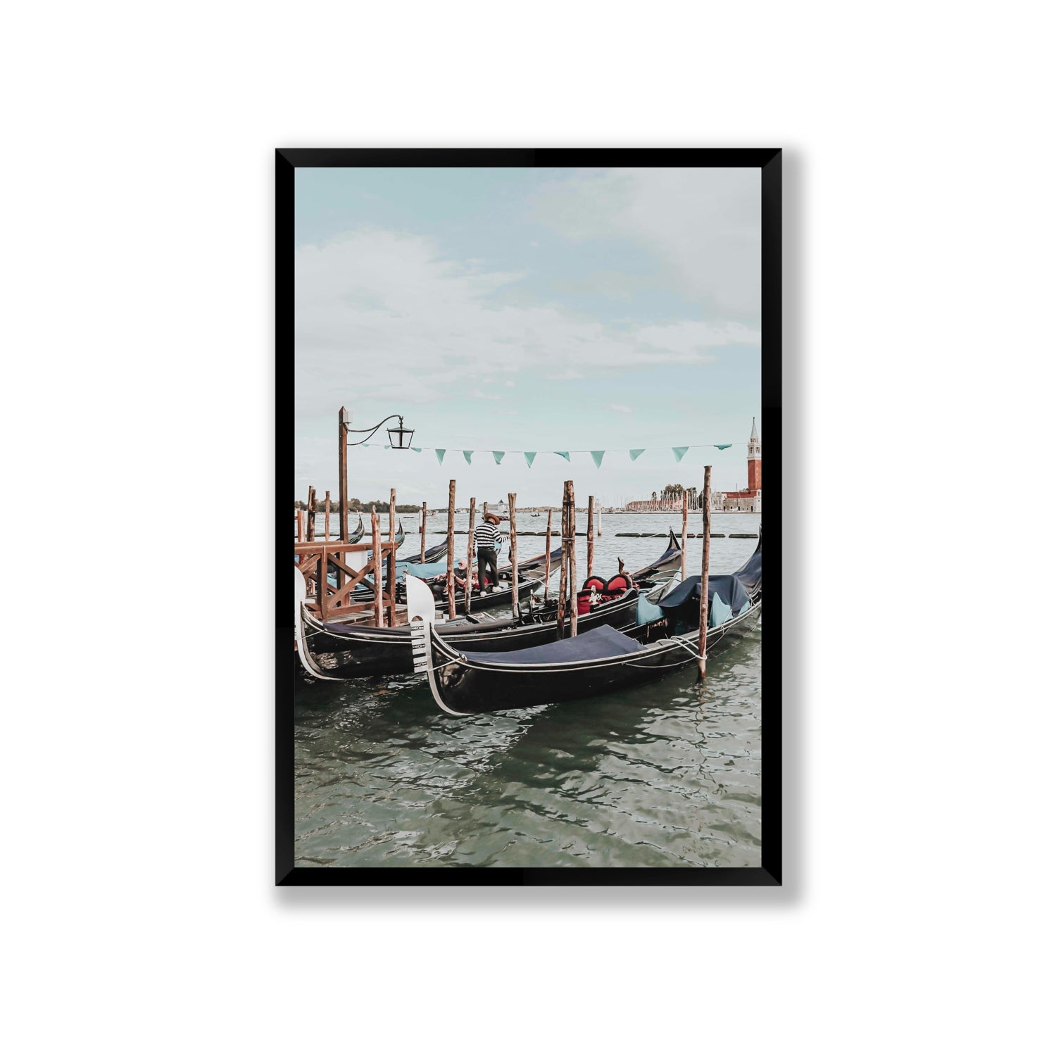 The Gondolier Venice Gondola Italian wall art Giant full-bleed fine art print in black frame