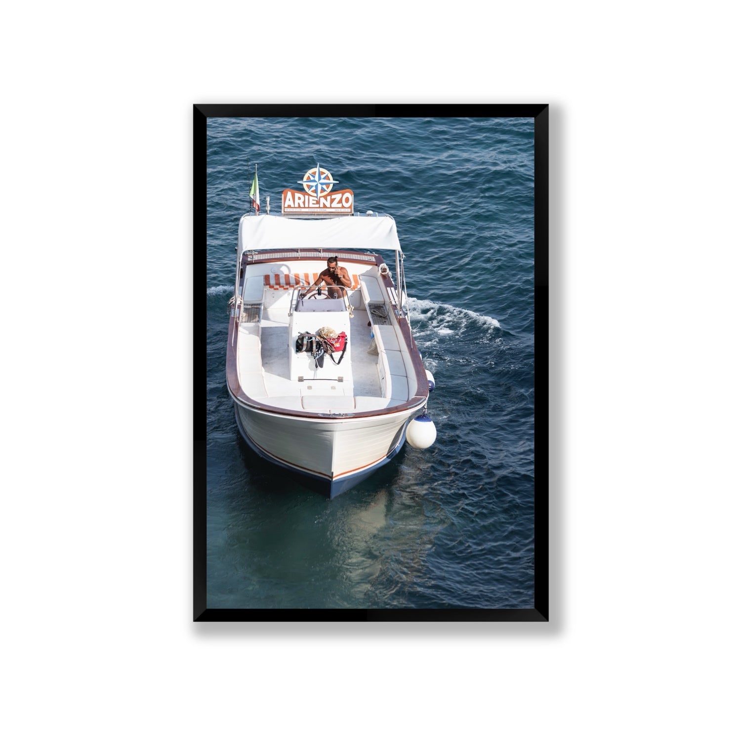 Pilota di Motoscafo fine art print, Positano, Italy, Giant, Black Frame · Full Bleed, Fine Art Print
