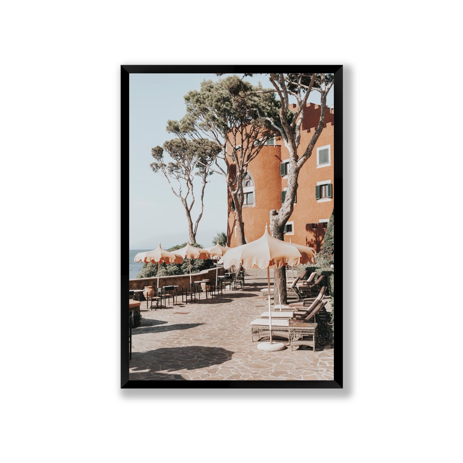 Mezzatorre Ischia Italian Mediterranean decor wall art Giant full-bleed fine art print in black frame