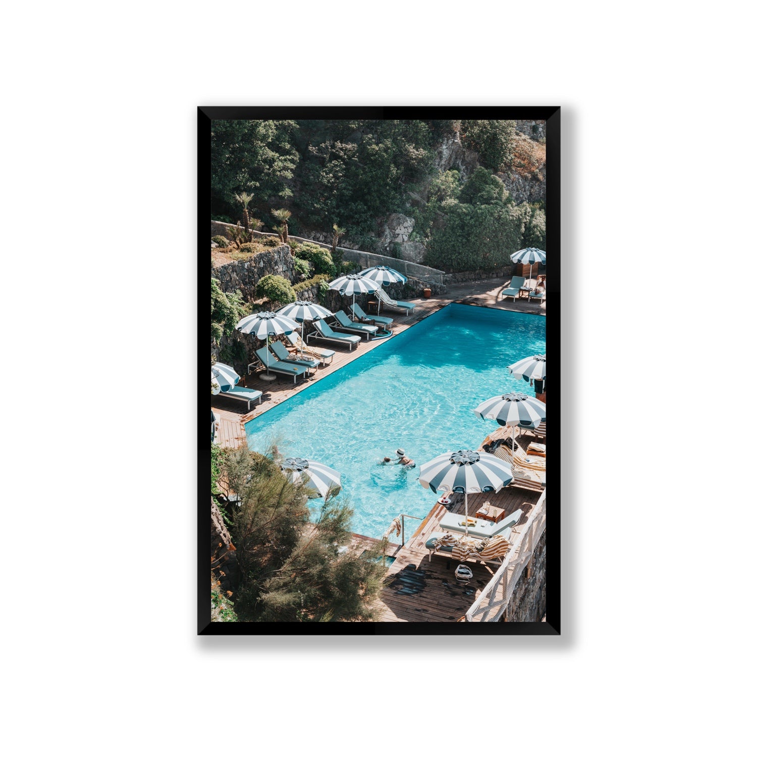 Poolside Paradise fine art print, Ischia, Italy, Giant, Black Frame · Full Bleed, Fine Art Print