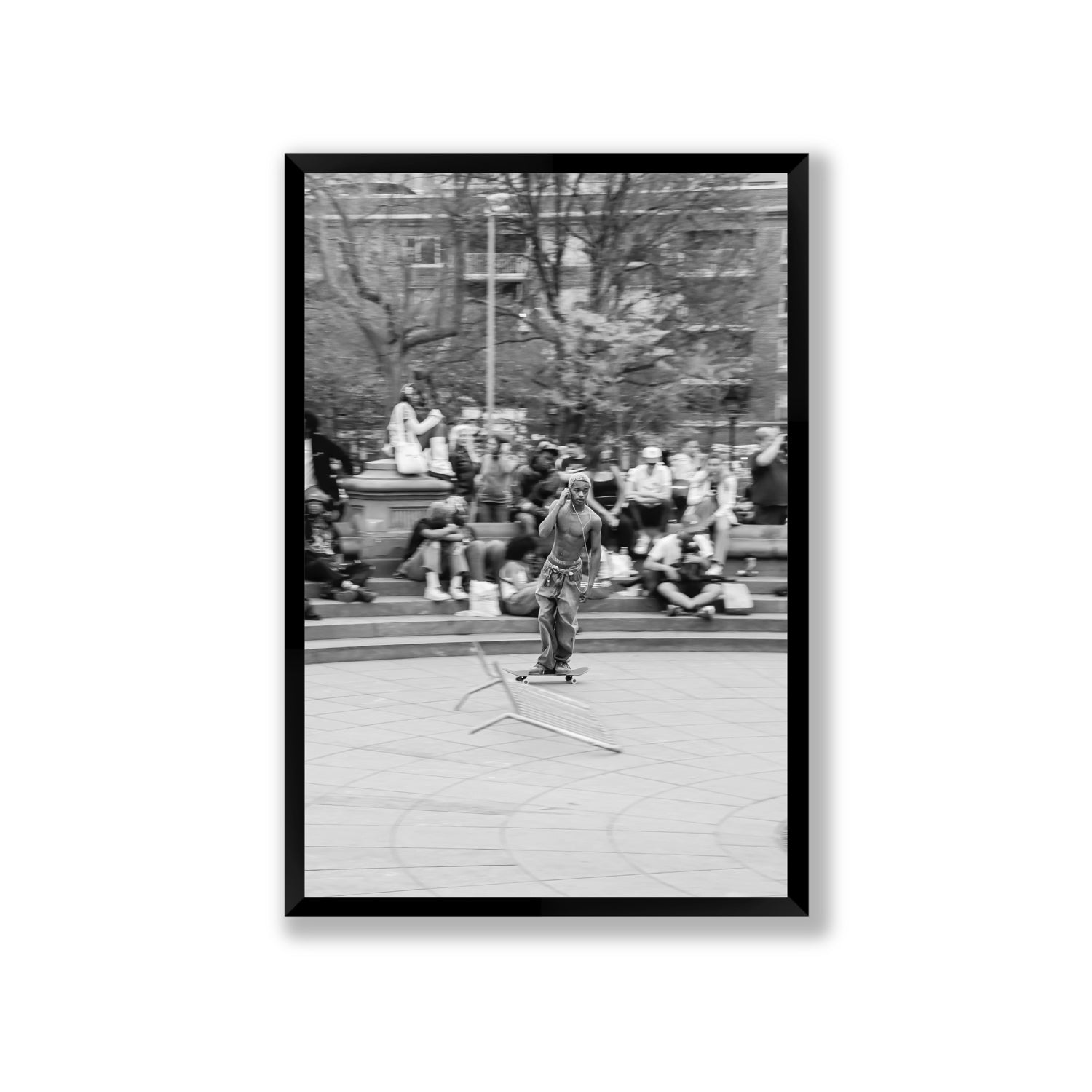 Skate Park Serenade New York NYC Black & White wall art Giant full-bleed fine art print in black frame