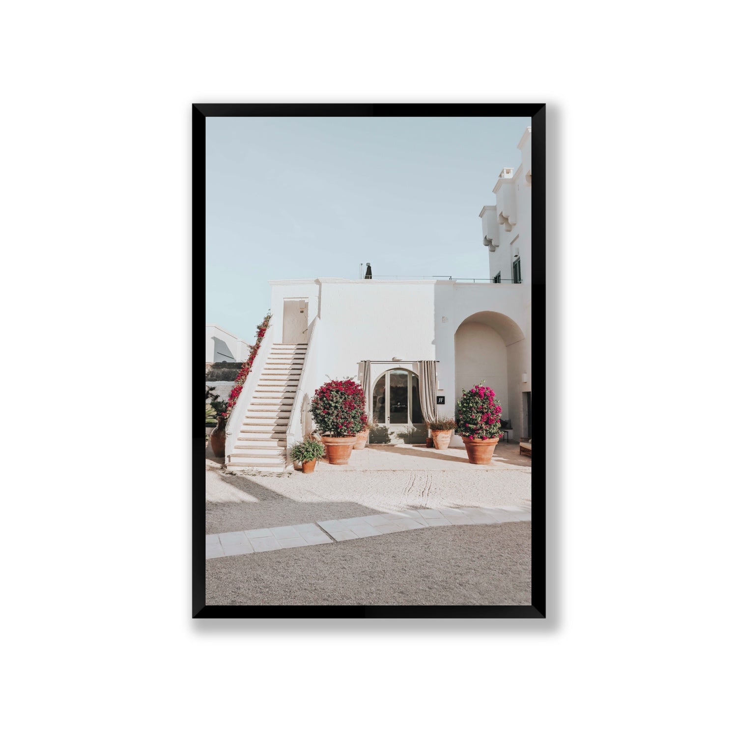 Scala Fiorita Puglia Mediterranean wall art Giant full-bleed fine art print in black frame