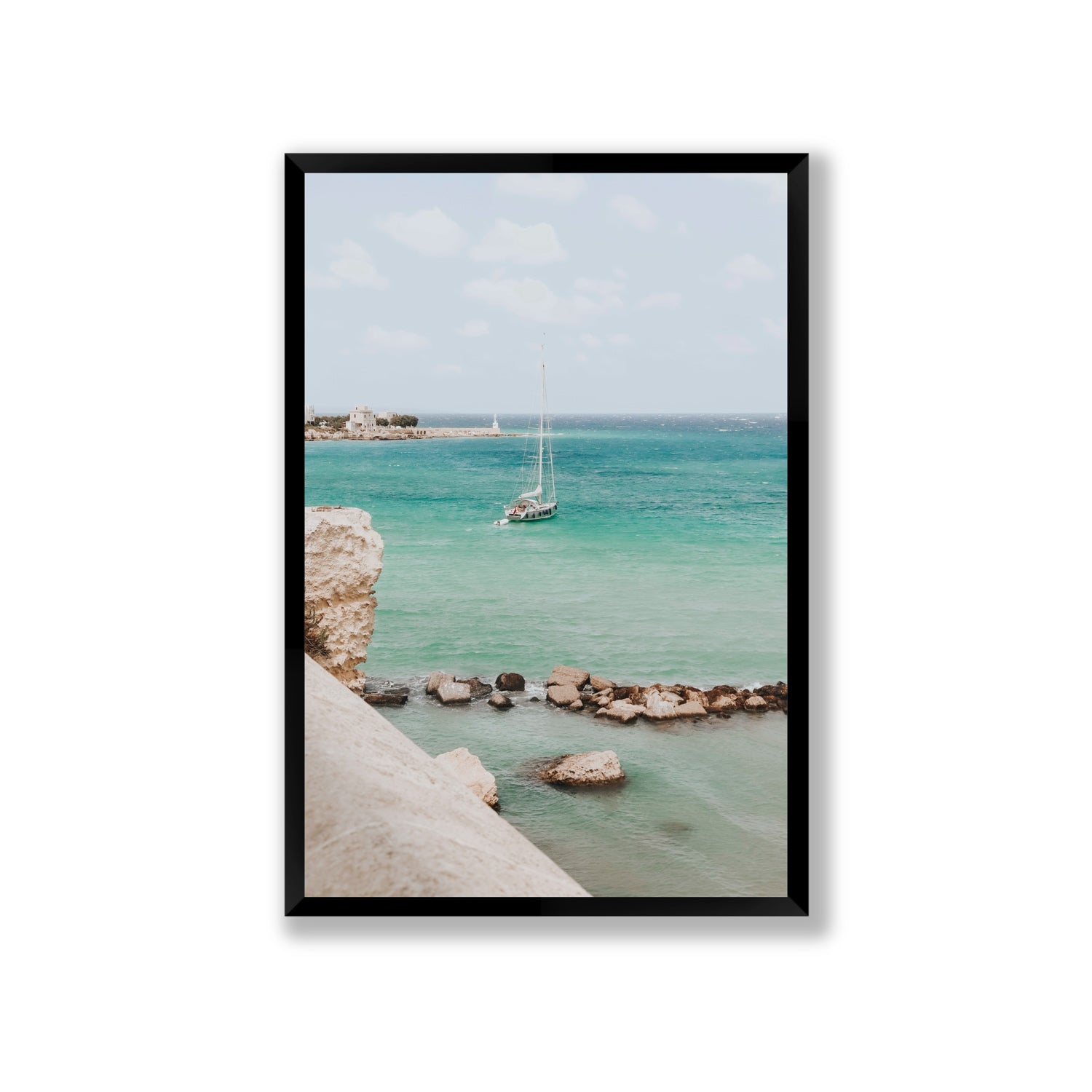 Seafarer's Dream Puglia Seafarer’s Dream coastal wall art Giant full-bleed fine art print in black frame