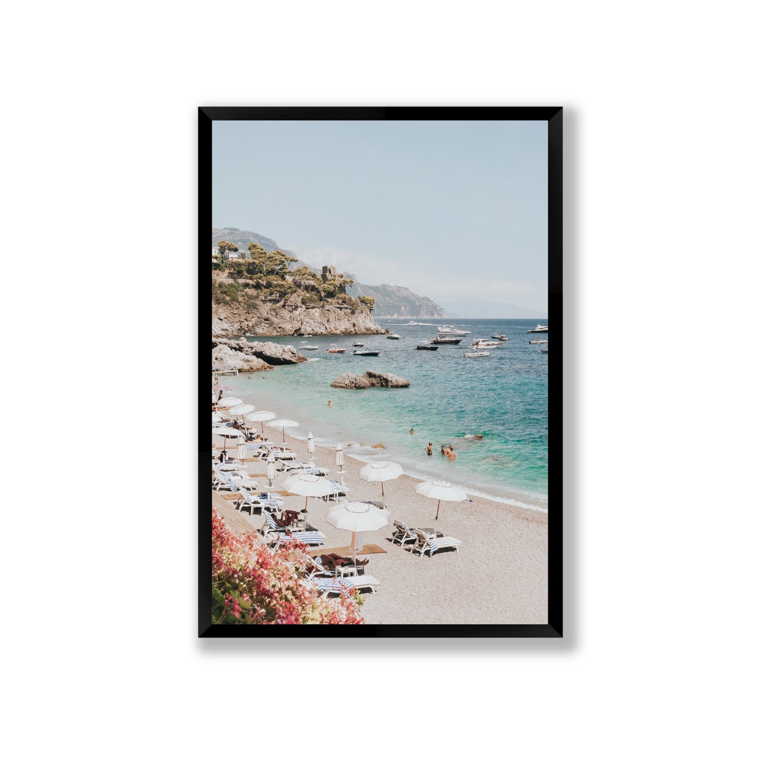 Seaview Refuge Amalfi coastal wall art giant full-bleed fine art print in black frame