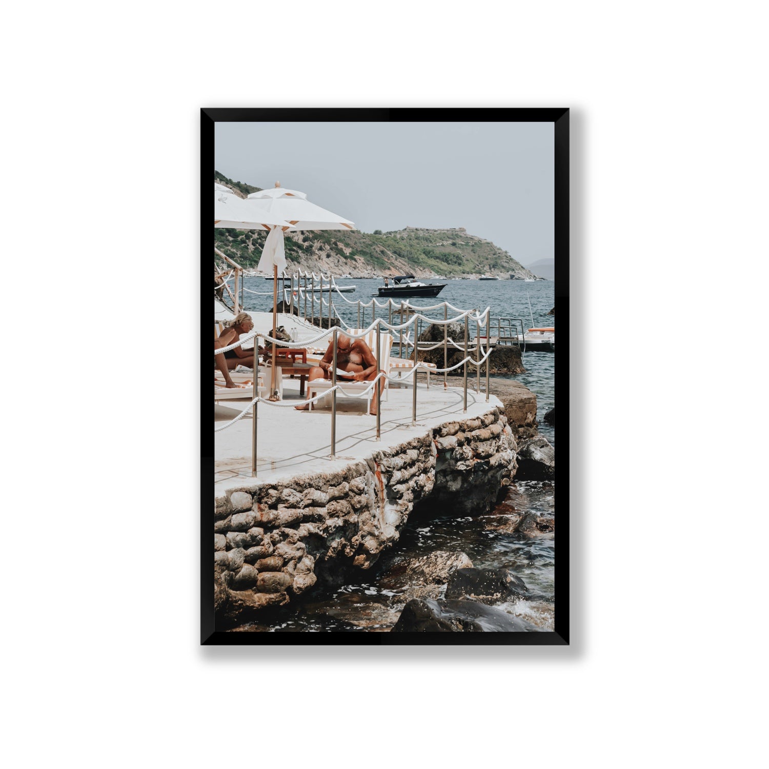 Nonno e Nonna Tuscany coastal Italian wall art Giant full-bleed fine art print in black frame