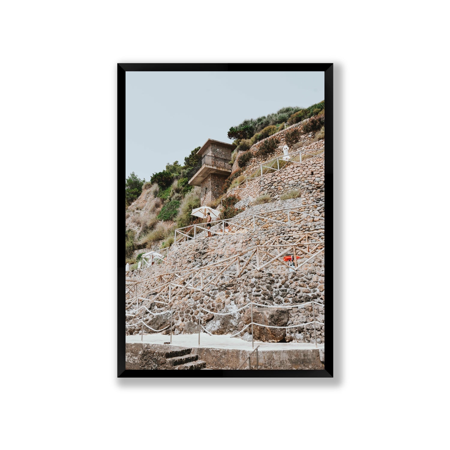 Solitude by the Sea Tuscany coastal Italian wall art Giant full-bleed fine art print in black frame