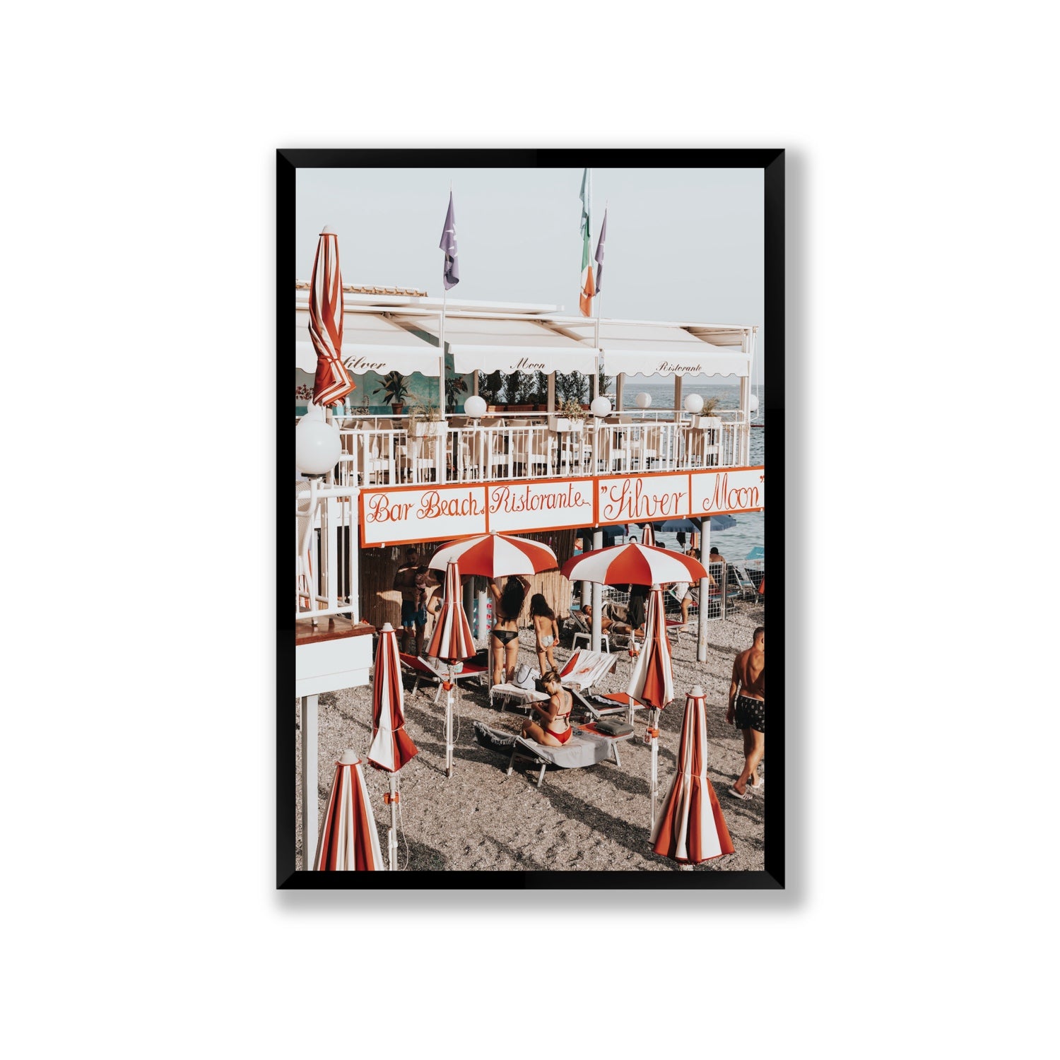 Vintage Amalfi Amalfi Mediterranean wall art Giant full-bleed fine art print in black frame