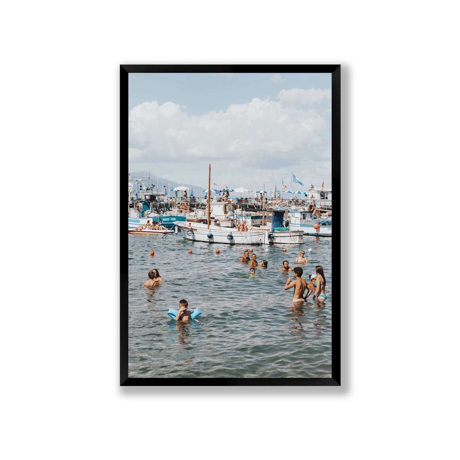 Vacanze Italiane Sorrento Italian coastal wall art Giant full-bleed fine art print in black frame