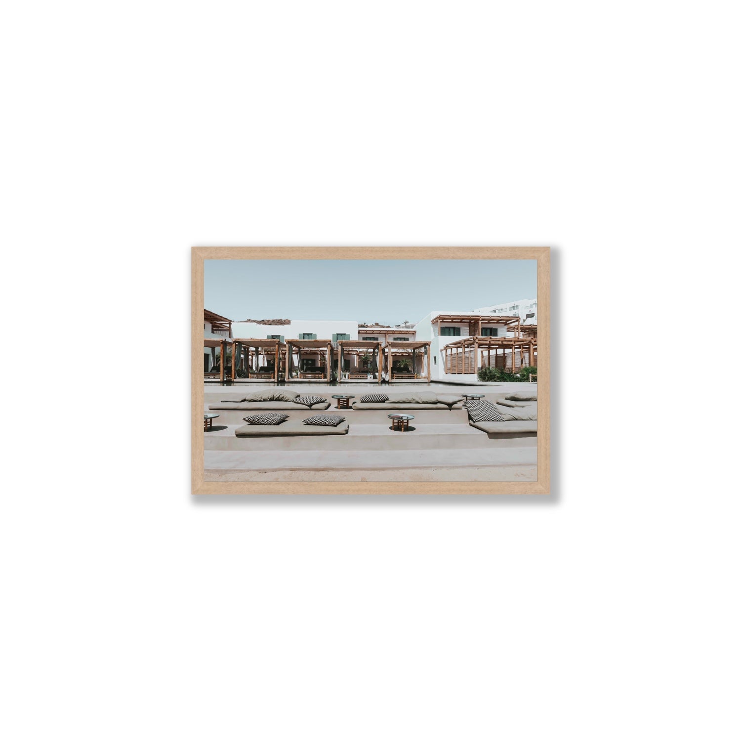 Platis Gialos fine art print, Mykonos, Greece, Medium, Natural Oak Frame · Full Bleed, Fine Art Print