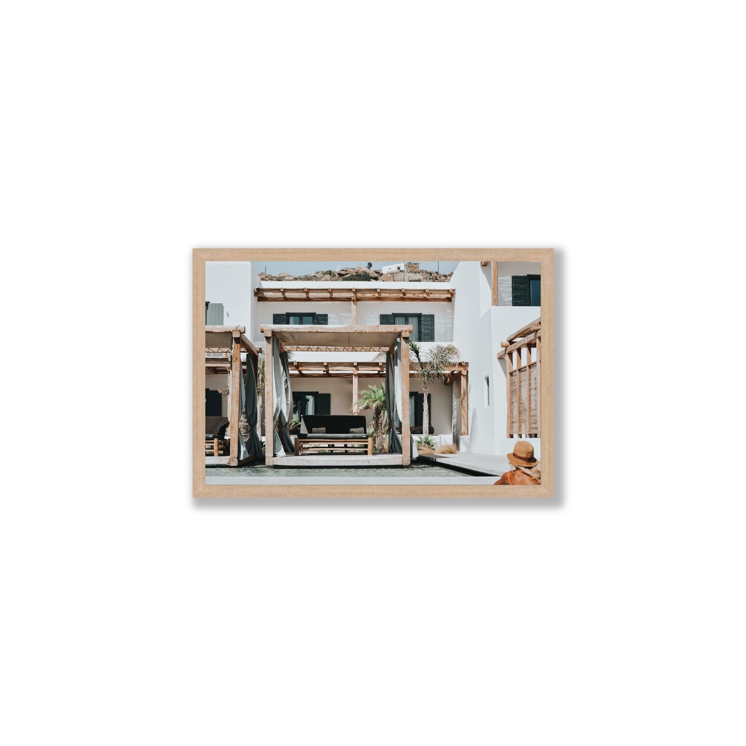 Dream Villa fine art print, Mykonos, Greece, Medium, Natural Oak Frame · Full Bleed, Fine Art Print