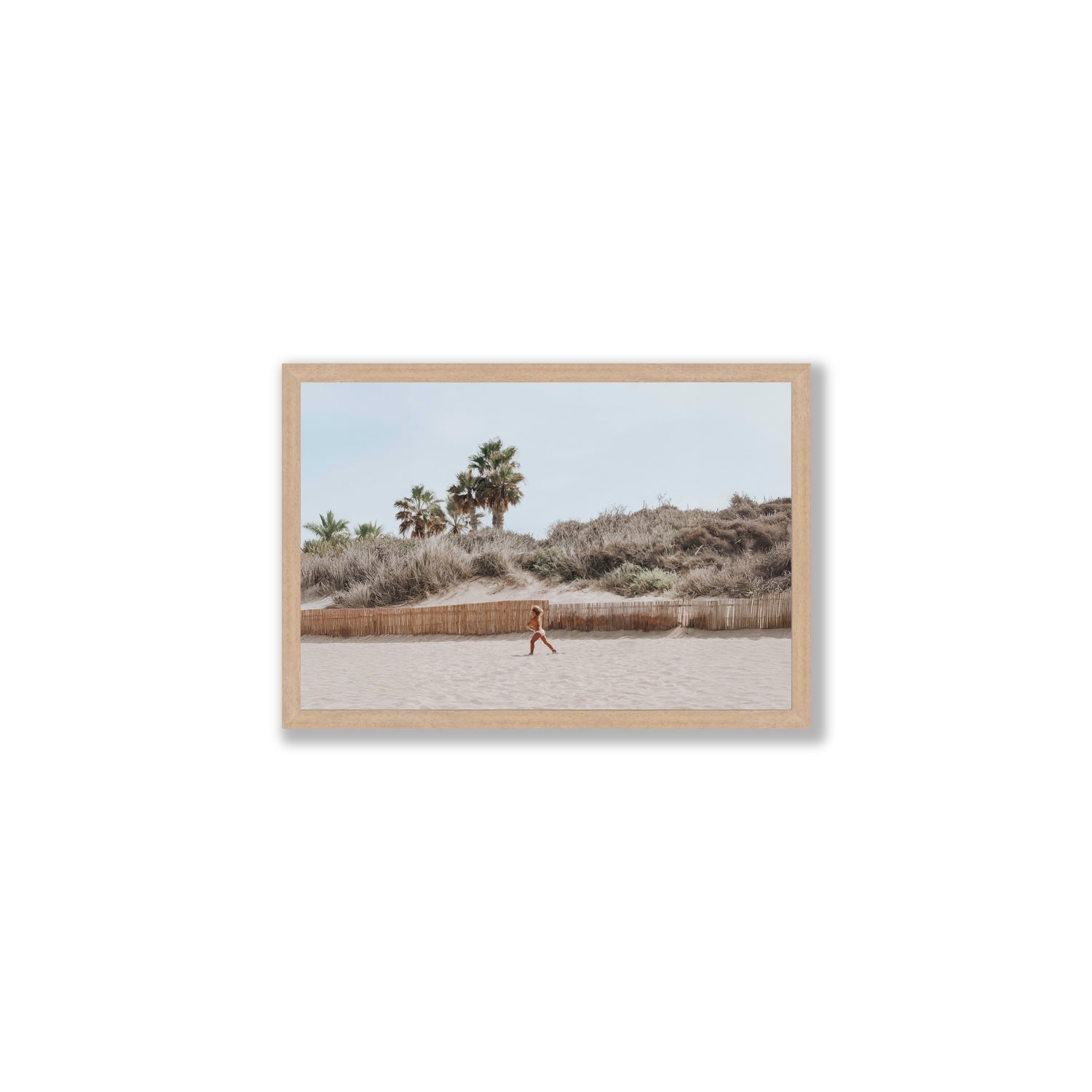 Ragazza Da Spiaggia Puglia beach Italian fine art print Medium full-bleed fine art print in natural oak frame