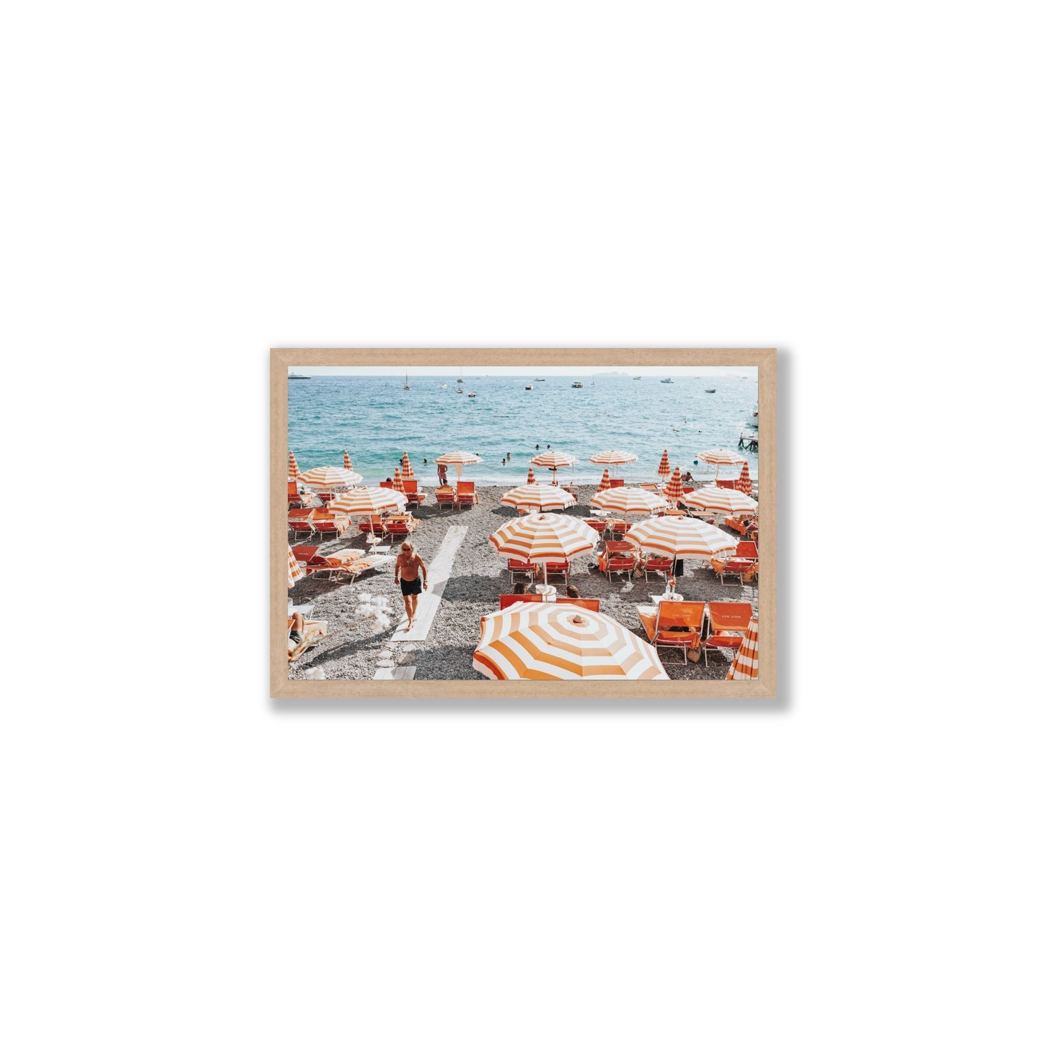 Shoreline Strut Positano wall art Medium full-bleed fine art print in natural oak frame