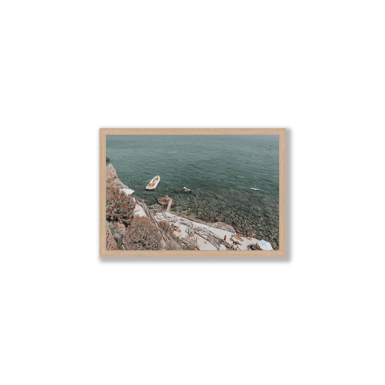 The Lagoon Tuscany coastal Italian wall art Medium full-bleed fine art print in natural oak frame