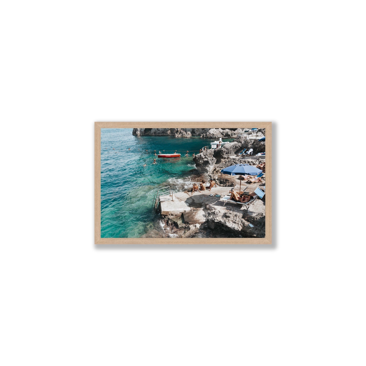 Serenity By The Sea Capri Mediterranean wall art Medium full-bleed fine art print in natural oak frame
