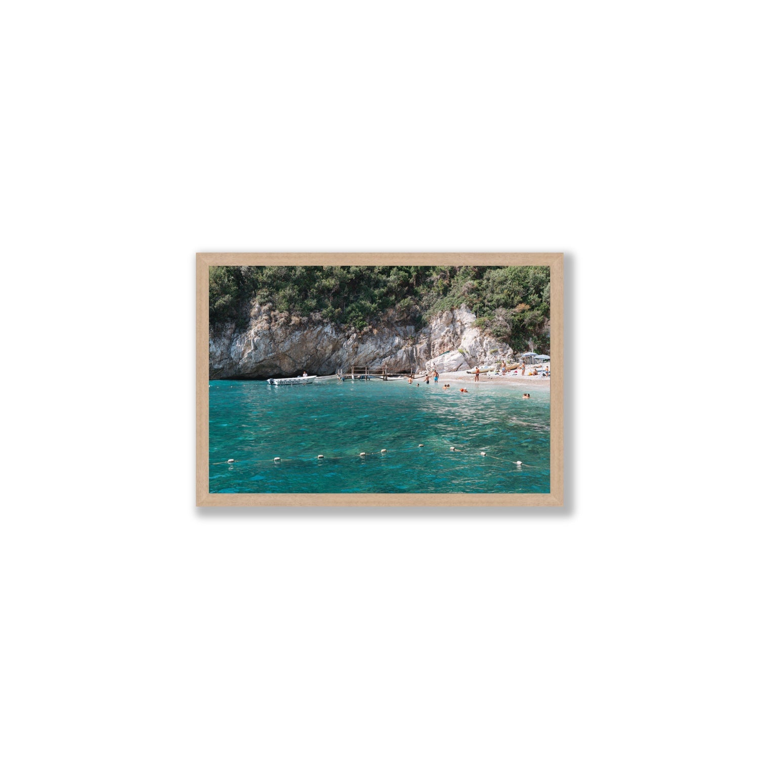 Azure Abyss Nerano wall art Medium full-bleed fine art print in natural oak frame