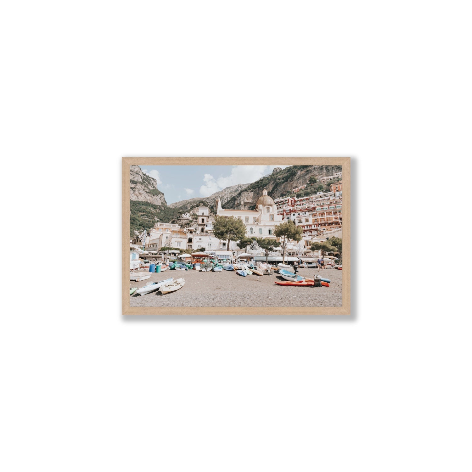 Pastel Paradise fine art print, Positano, Italy, Medium, Natural Oak Frame · Full Bleed, Fine Art Print