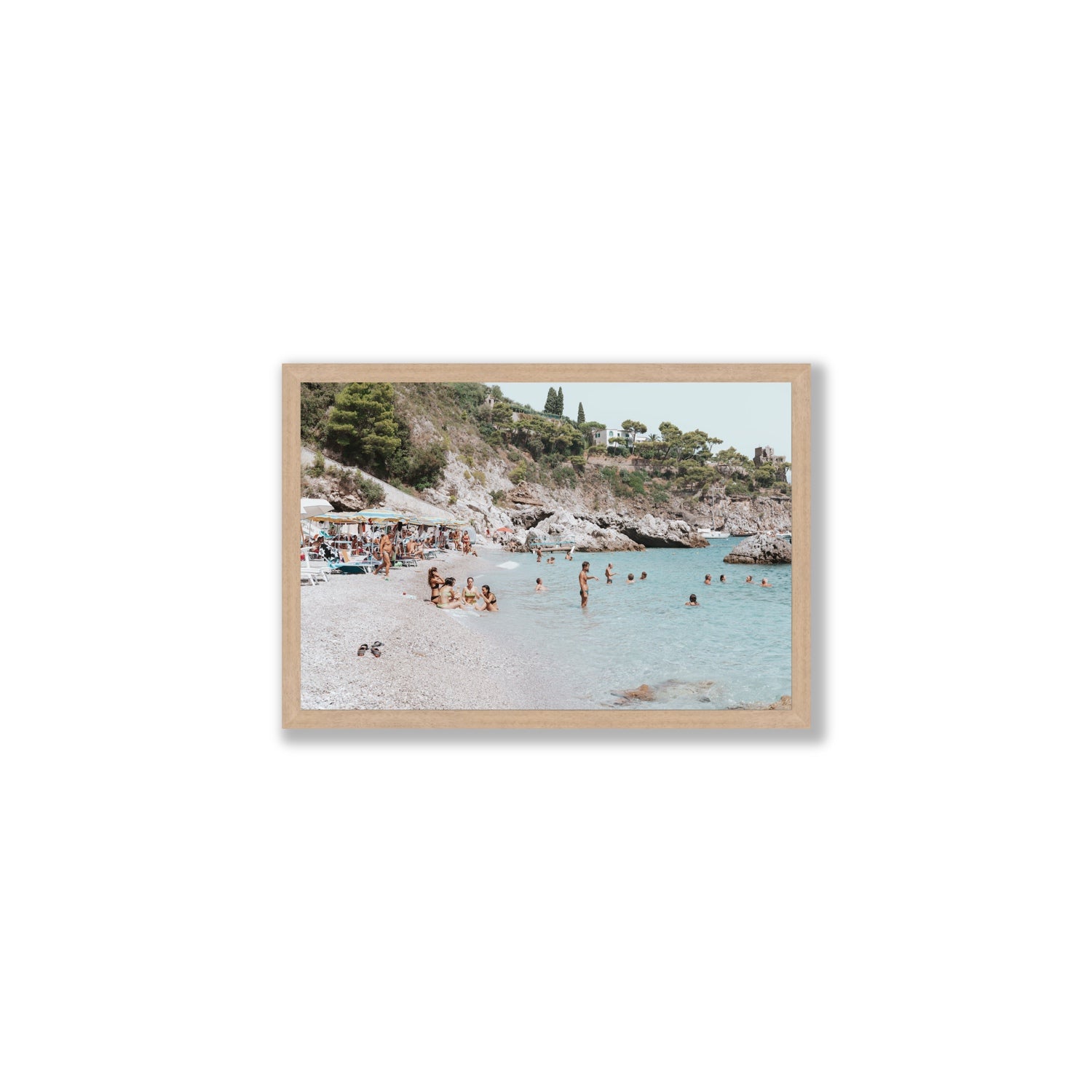 La Vacanza Amalfi Mediterranean wall art Medium full-bleed fine art print in natural oak frame