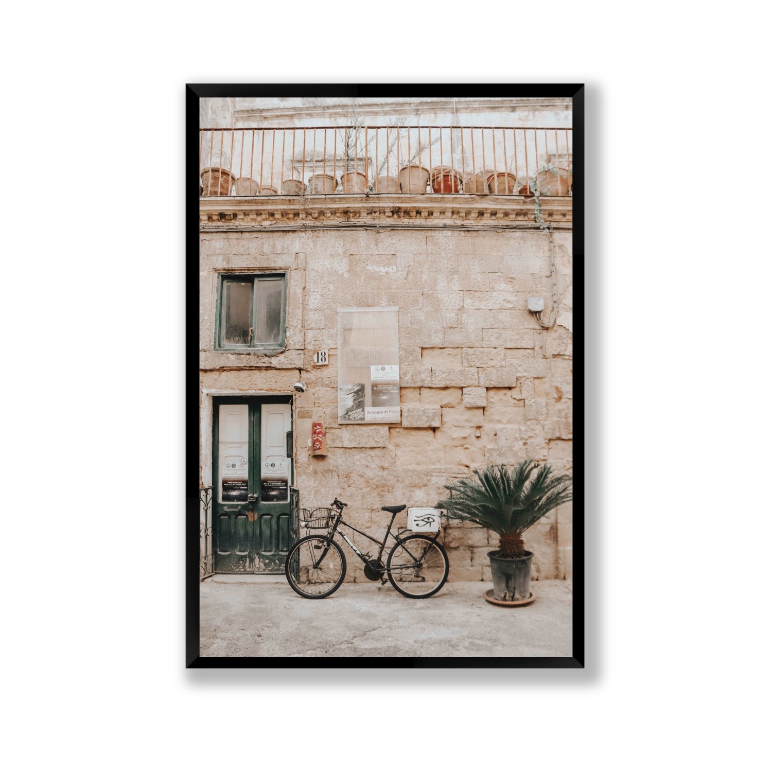 Golden Facades Puglia Lecce Italian wall art Gallery full-bleed fine art print in black frame