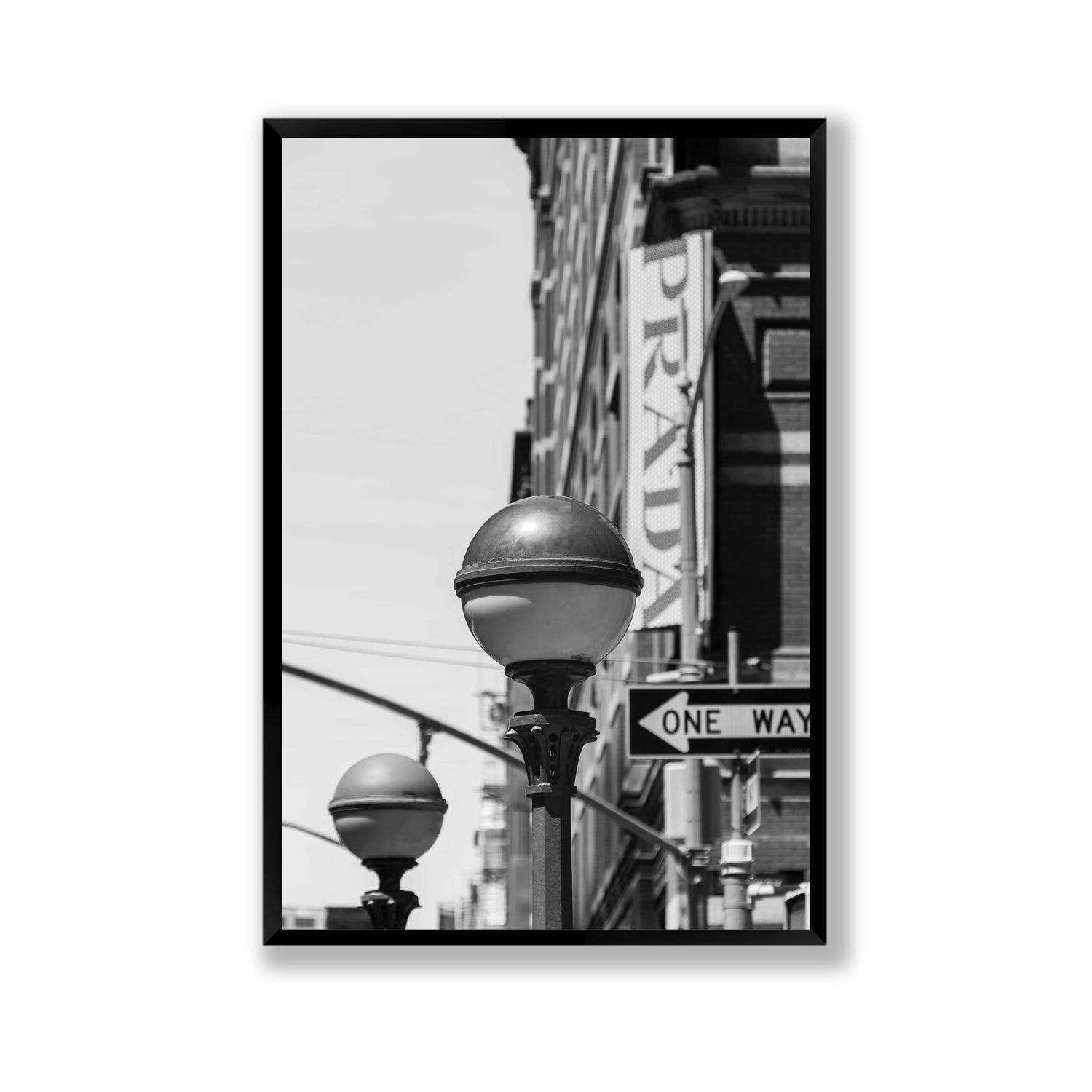 Subway Style New York NYC Black & White wall art Gallery full-bleed fine art print in black frame