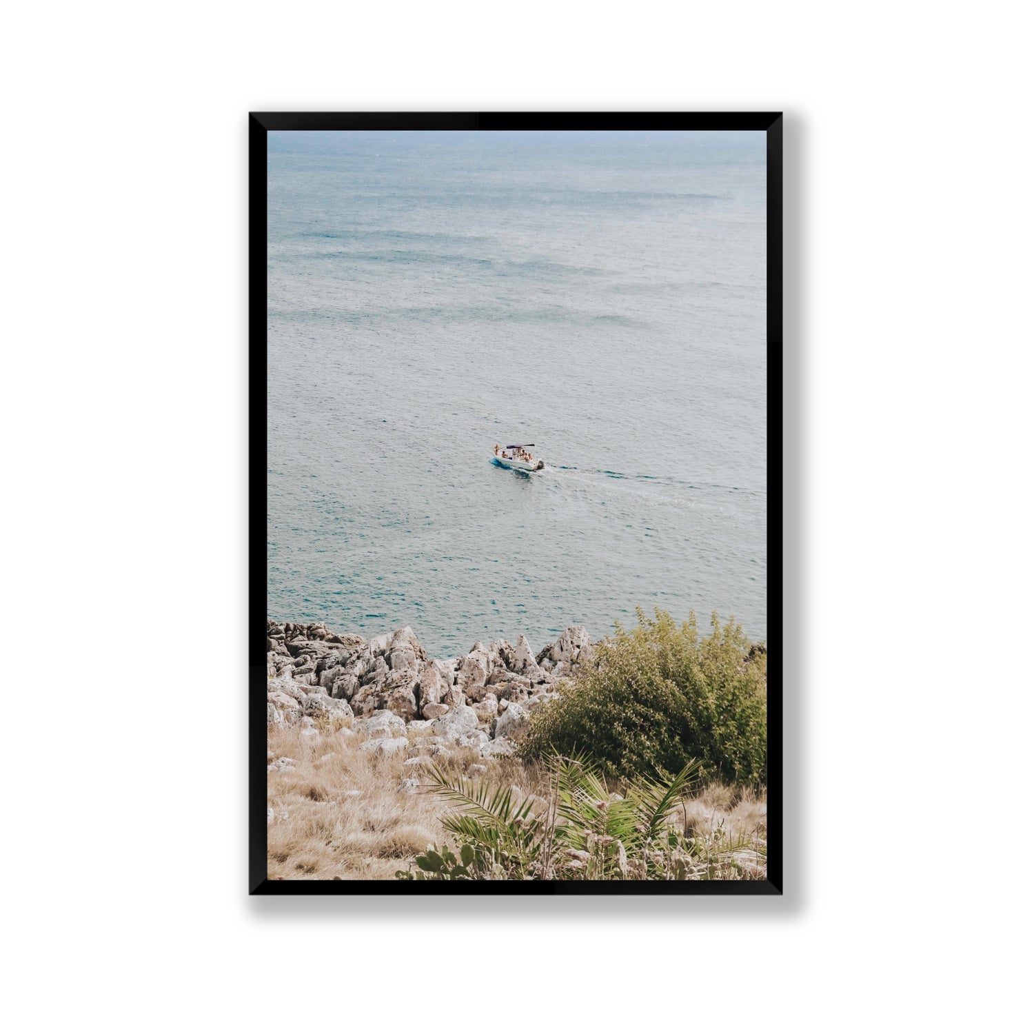 Puglian Departure Puglia coastal Italian wall art Gallery full-bleed fine art print in black frame