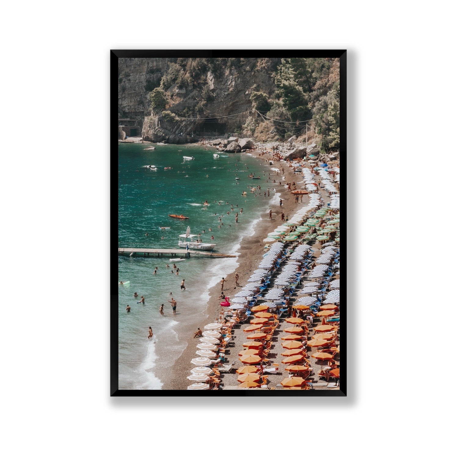 Ocean's Playground Positano decor wall art Gallery full-bleed fine art print in black frame
