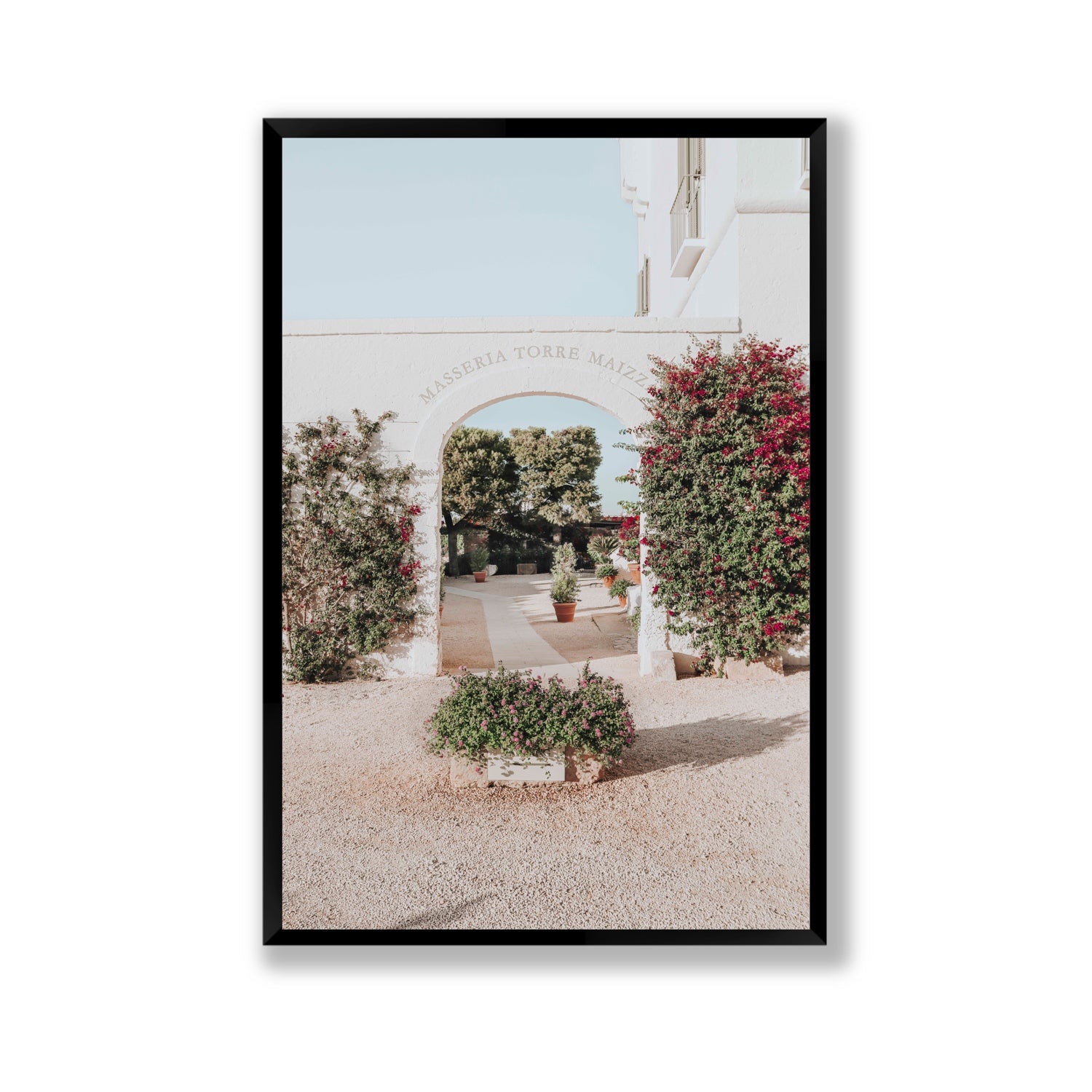Torre Maizza Puglia Italian wall art Gallery full-bleed fine art print in black frame
