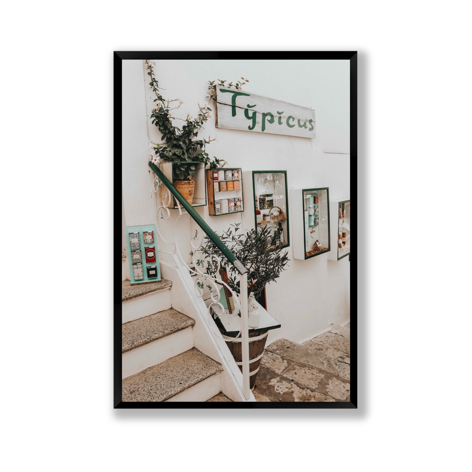 Il Negozio Puglia Ostuni wall art Gallery full-bleed fine art print in black frame