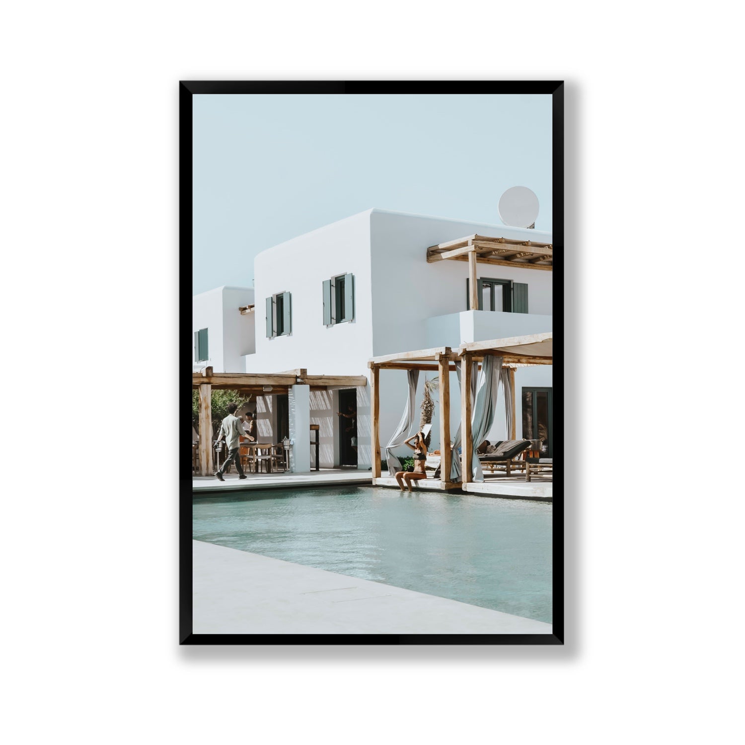 Aphrodite Mykonos Greek island wall art Gallery full-bleed fine art print in black frame