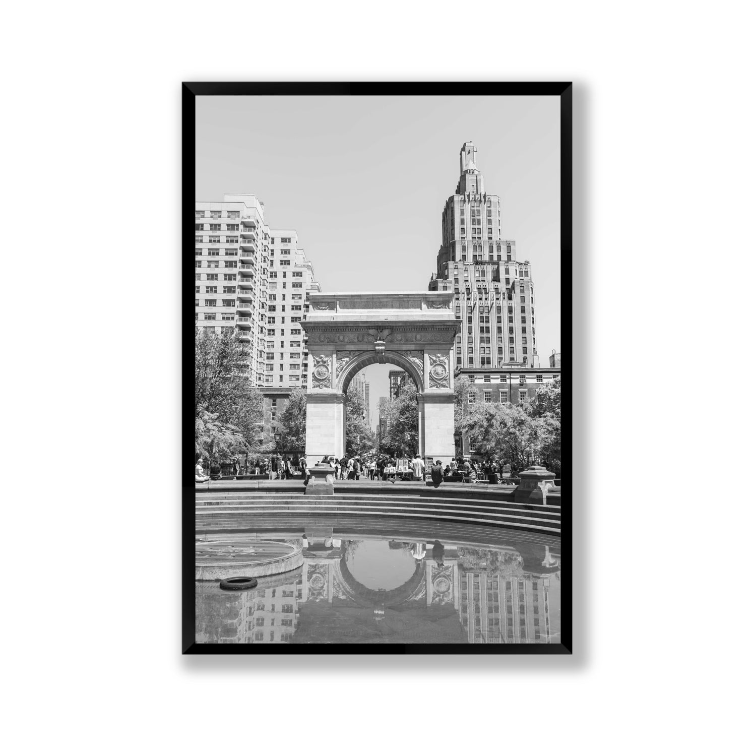 Washington Skyline New York NYC Black & White wall art Gallery full-bleed fine art print in black frame
