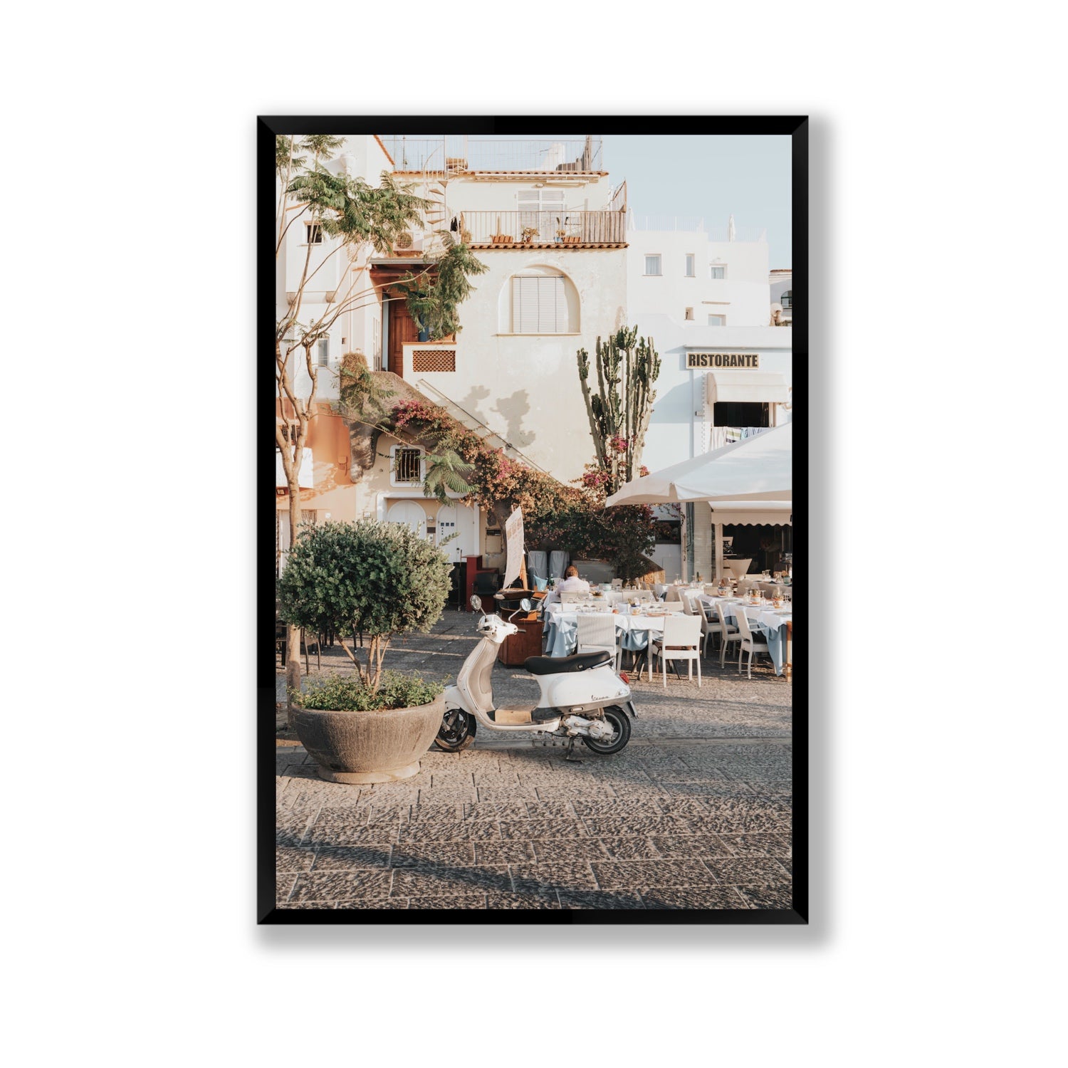Ristorante Ischia Italian Mediterranean decor wall art Gallery full-bleed fine art print in black frame