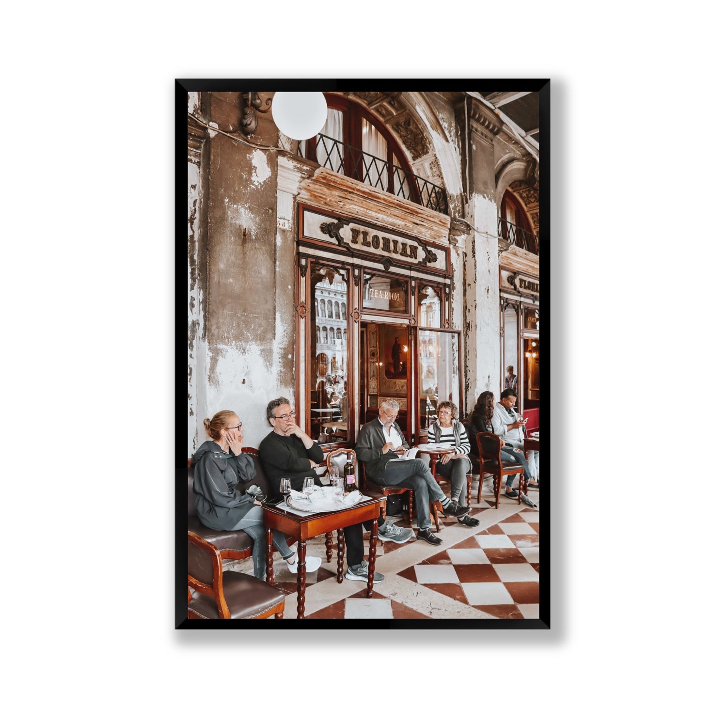 Tea Room Venice Italian wall art Gallery full-bleed fine art print in black frame