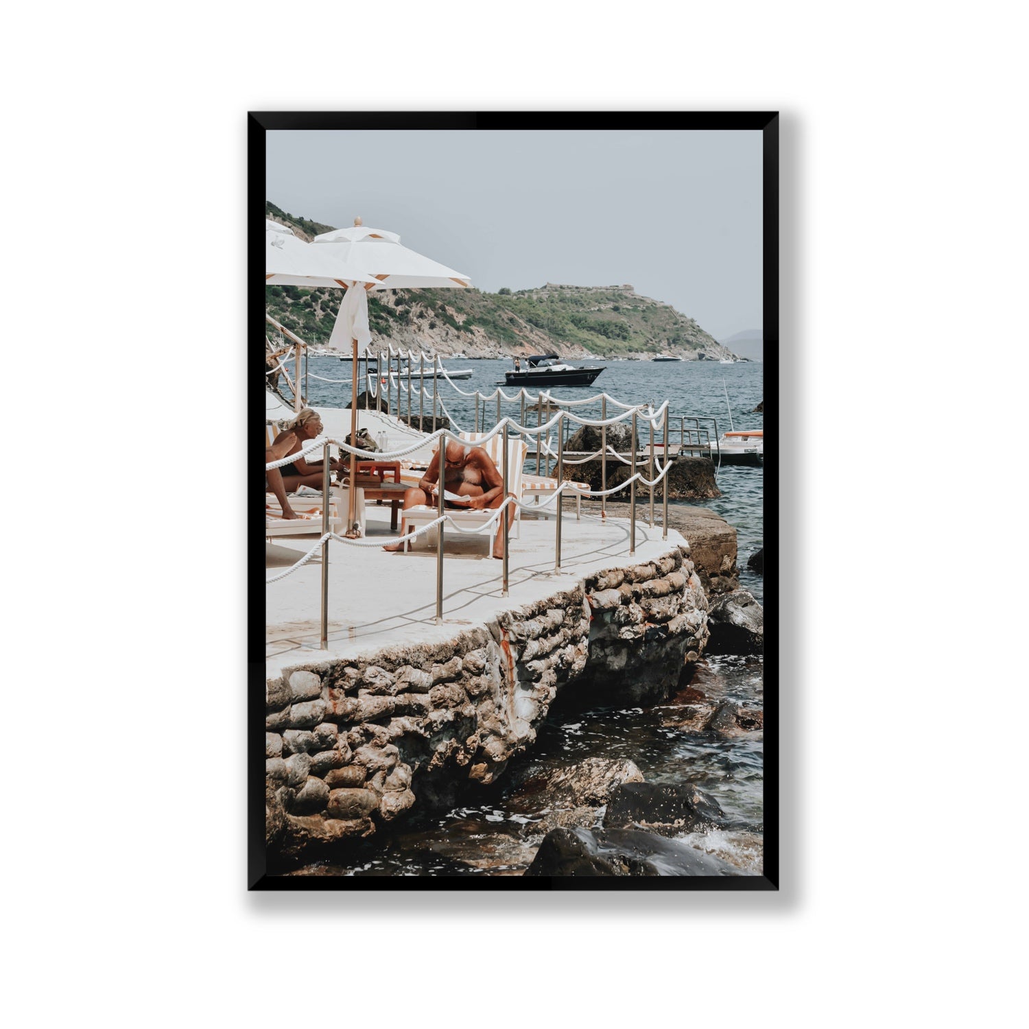 Nonno e Nonna Tuscany coastal Italian wall art Gallery full-bleed fine art print in black frame
