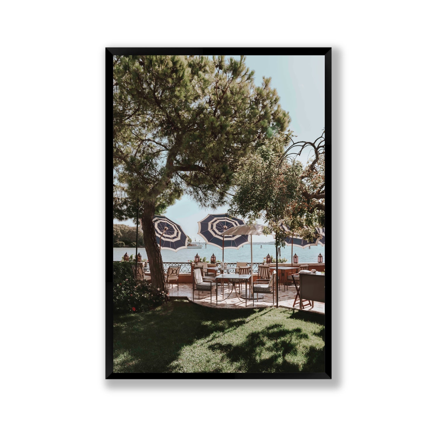 Tranquil Gardens Venice Italian wall art Gallery full-bleed fine art print in black frame