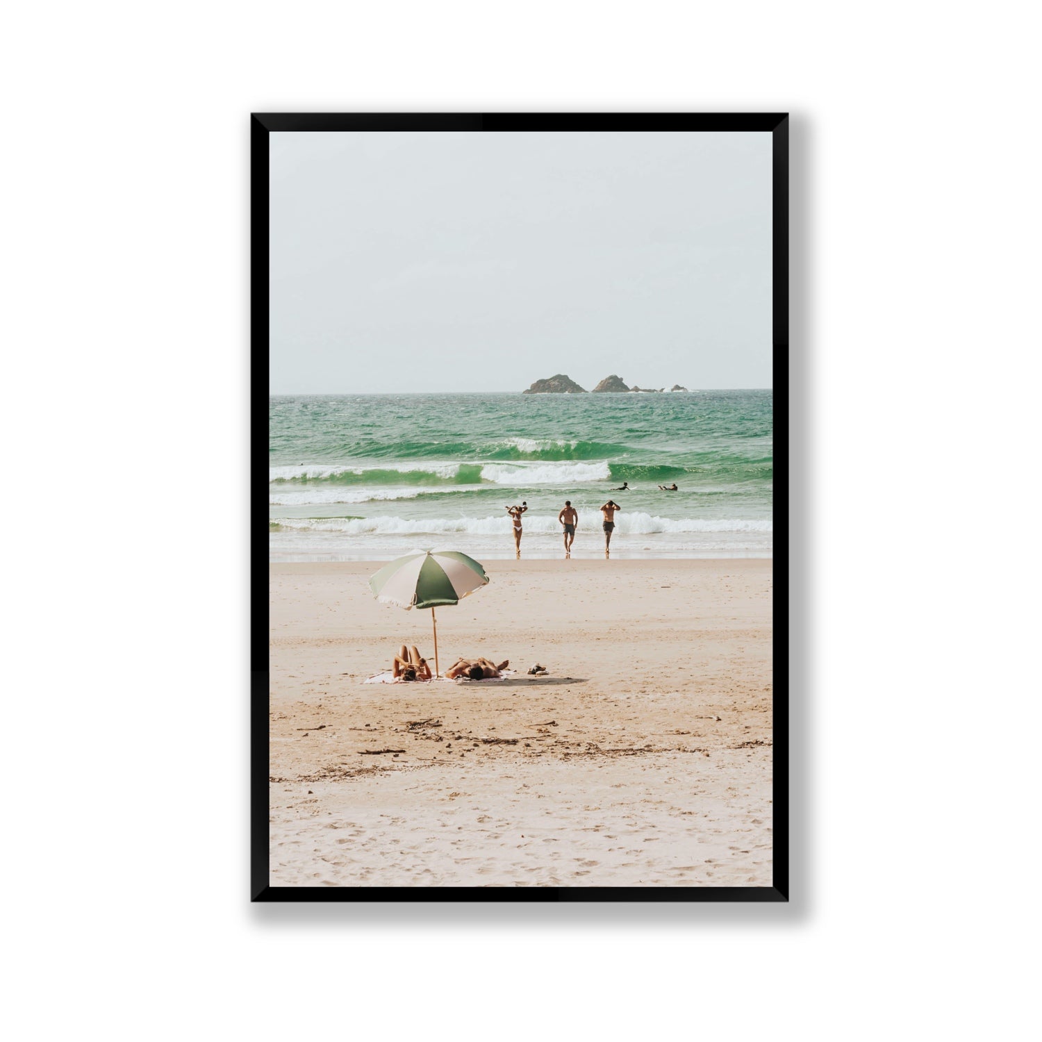 Escape The Ordinary Byron Bay coastal decor wall art Gallery full-bleed fine art print in black frame