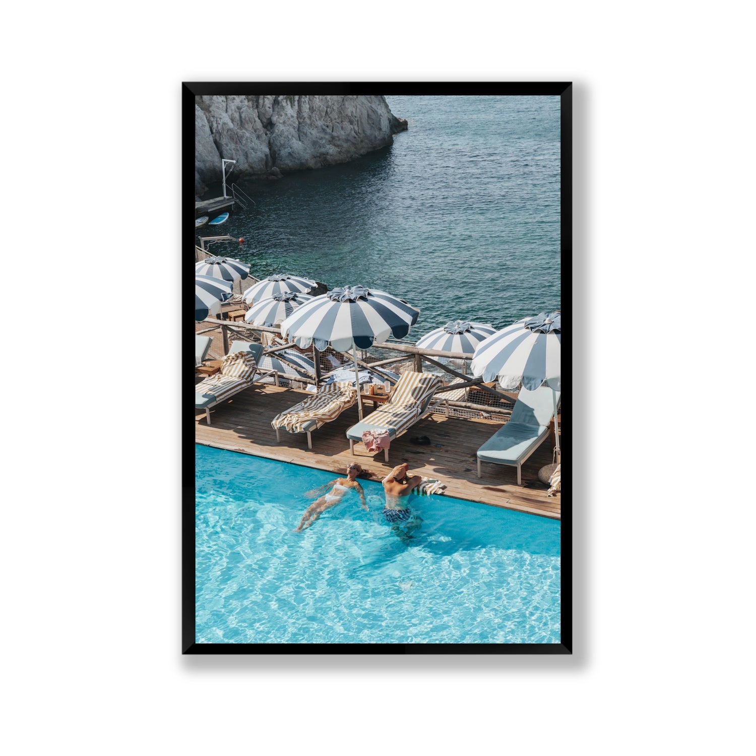 I'm Busy Ischia Italian coastal Mediterranean wall art Gallery full-bleed fine art print in black frame