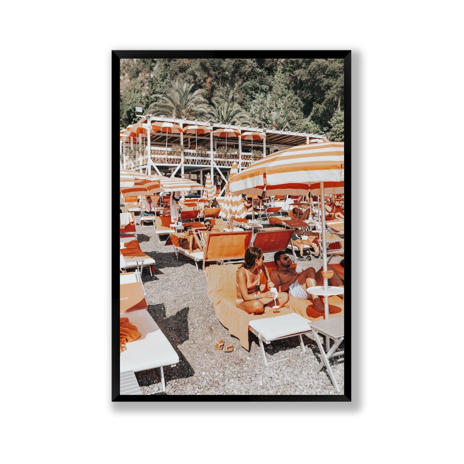 Lounging In Lido fine art print, Positano, Italy, Gallery, Black Frame · Full Bleed, Fine Art Print