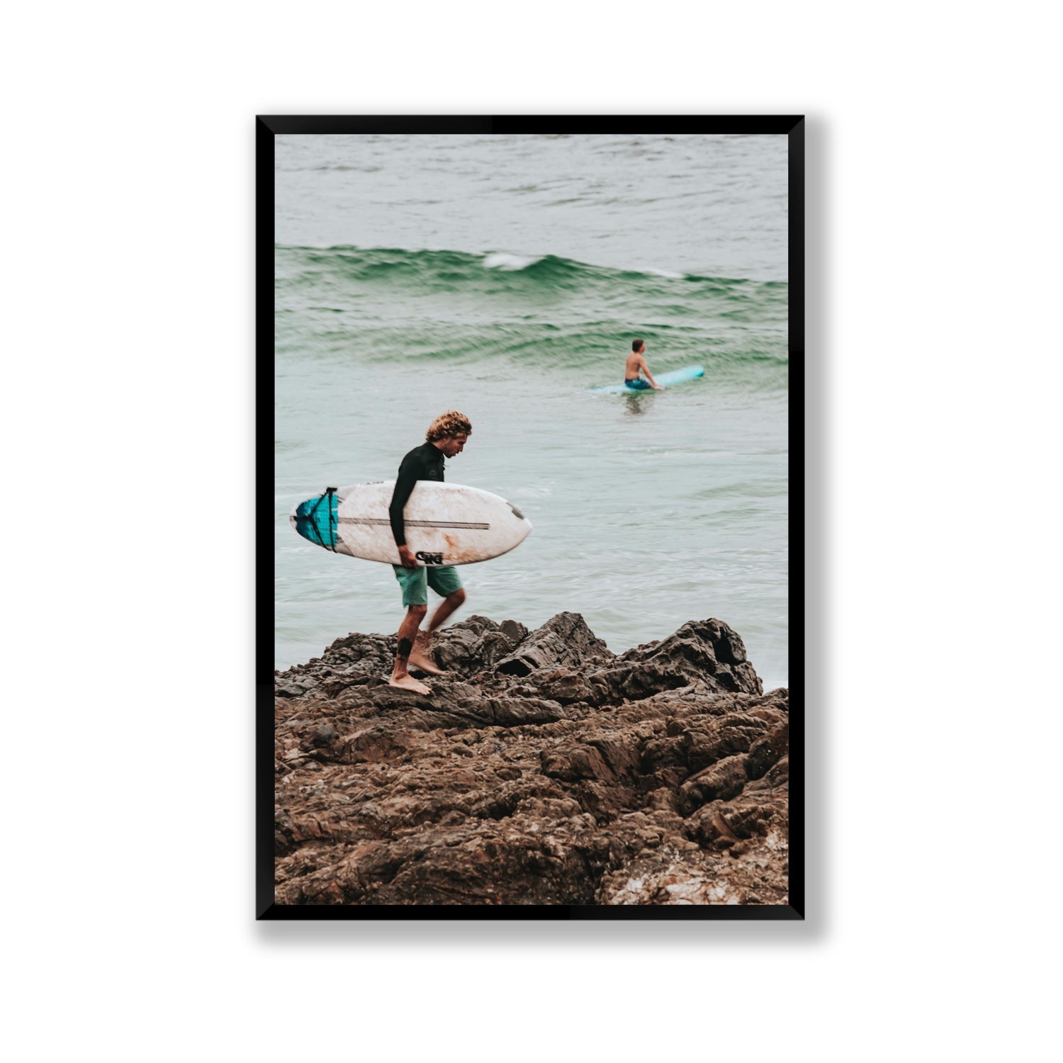 Not All Who Wander Are Lost Byron Bay Surf wall art Gallery full-bleed fine art print in black frame