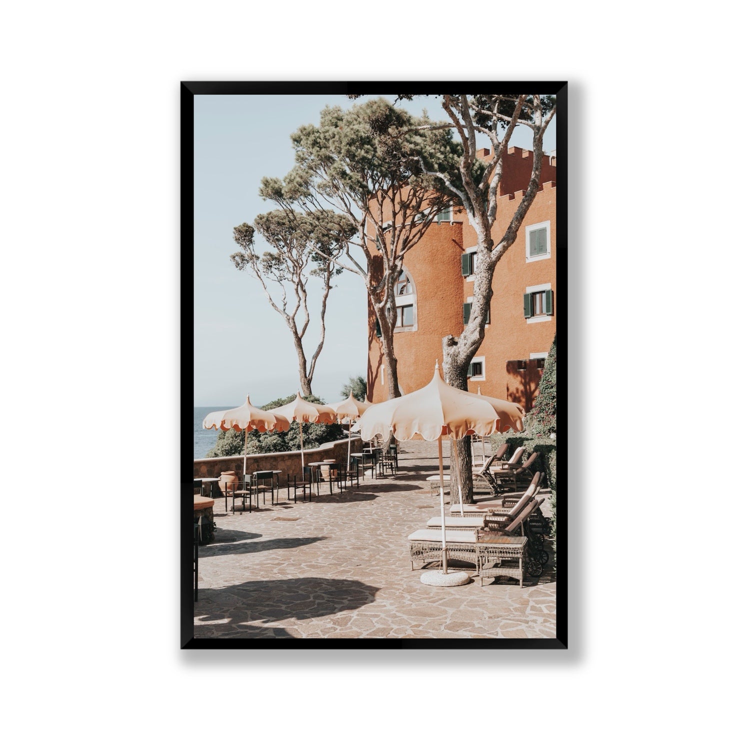 Mezzatorre Ischia Italian Mediterranean decor wall art Gallery full-bleed fine art print in black frame