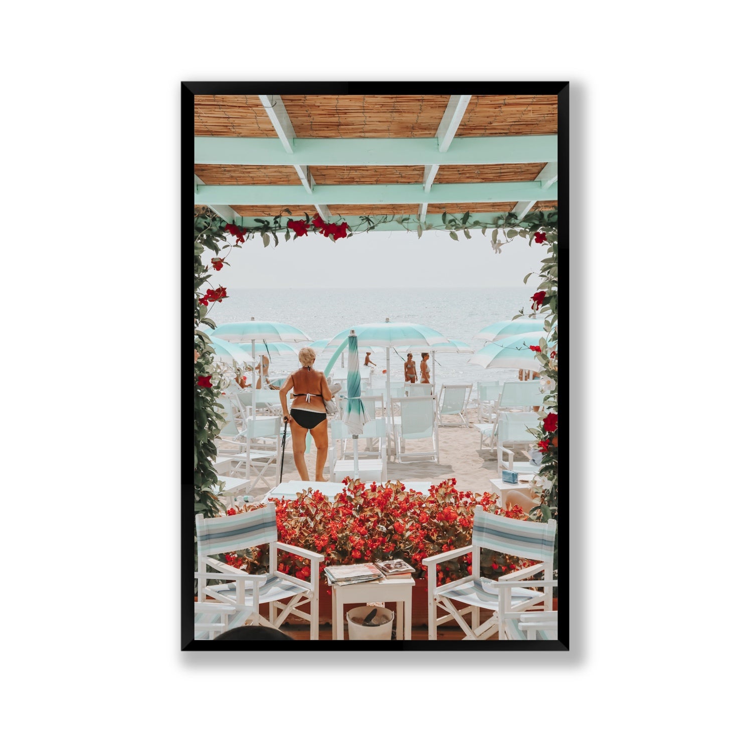 Nonna's Italian Escape Alassio Italian wall art Gallery full-bleed fine art print in black frame
