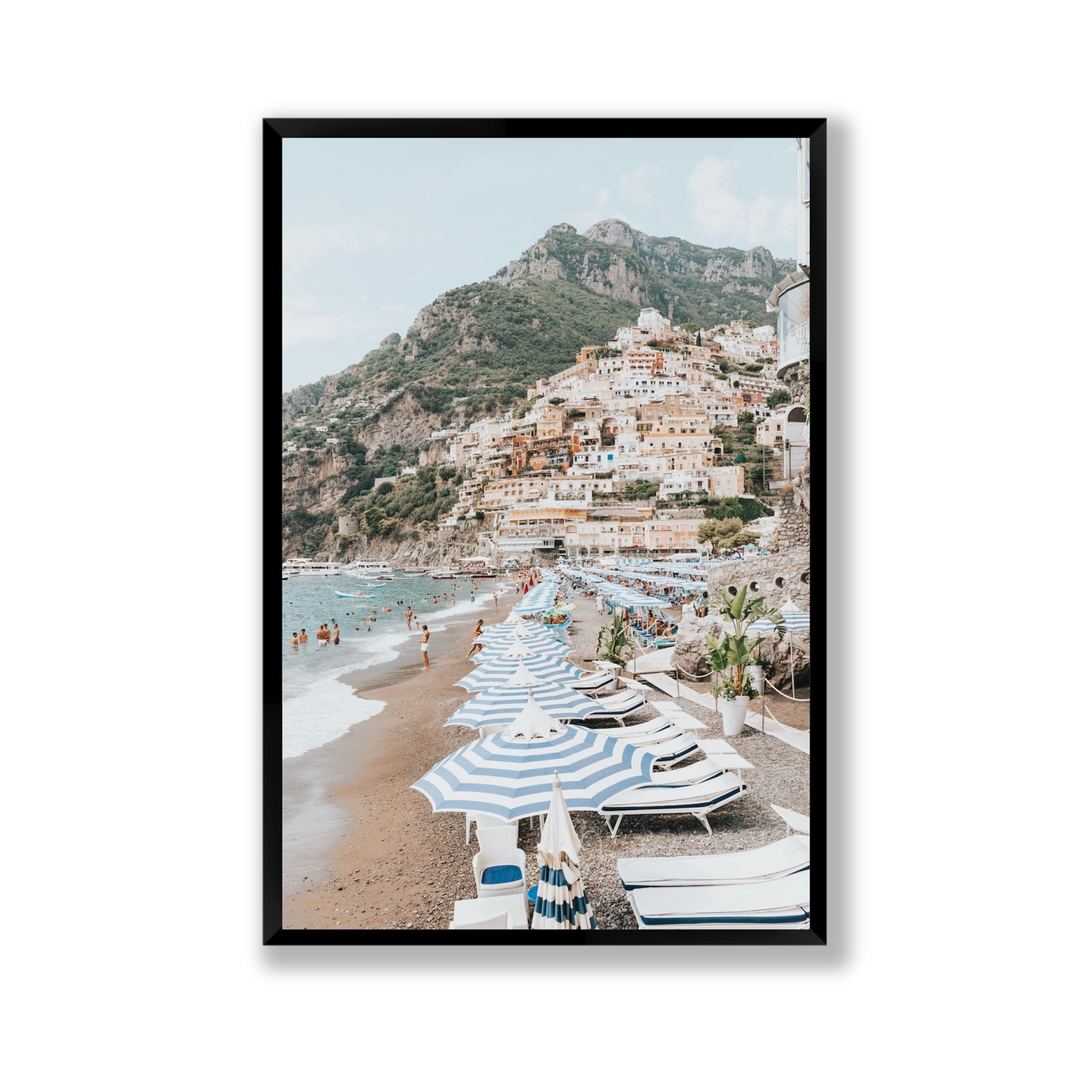 The Cliffside Village fine art print, Positano, Italy, Gallery, Black Frame · Full Bleed, Fine Art Print